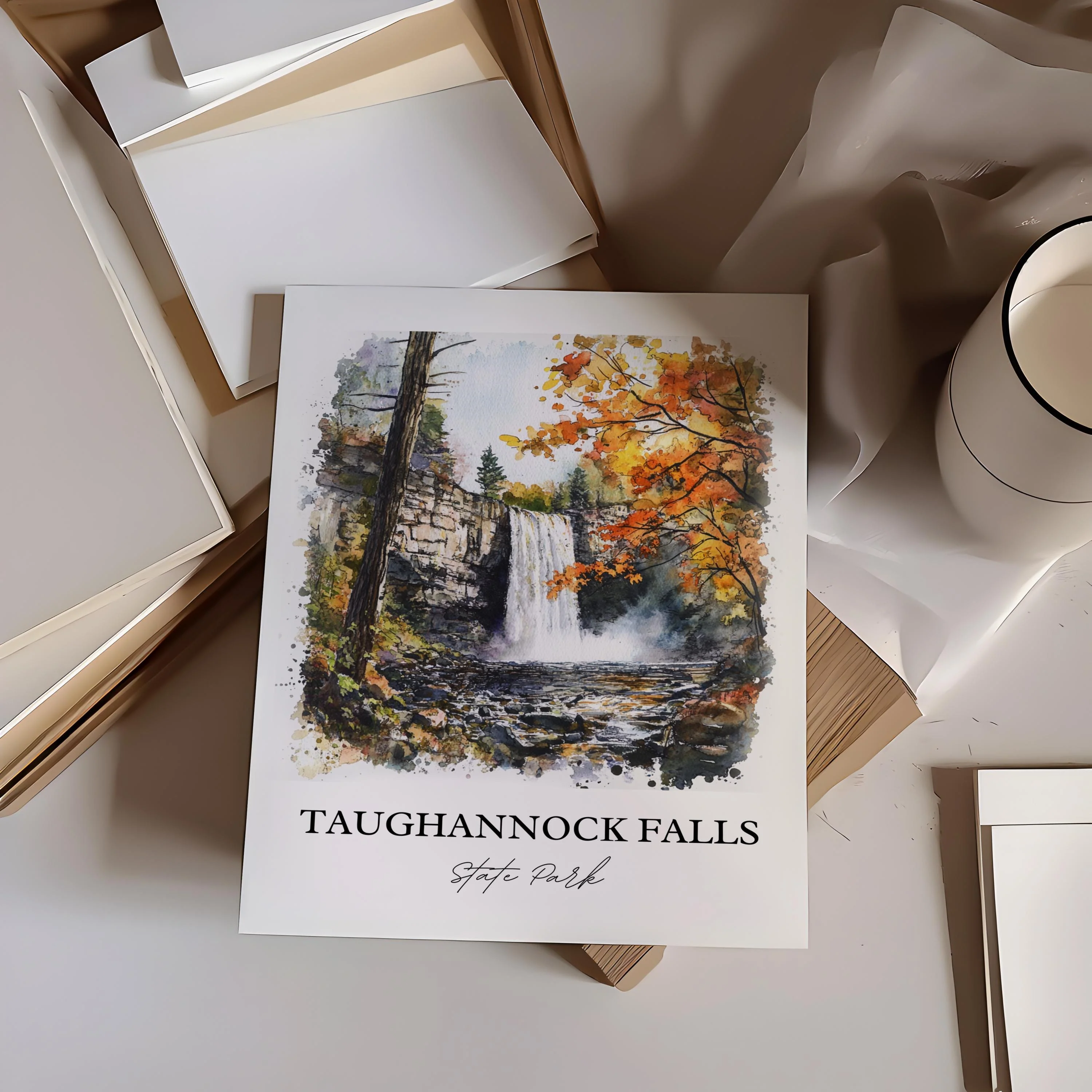 Taughannock Falls, USA – Watercolor Art Print - Image 5