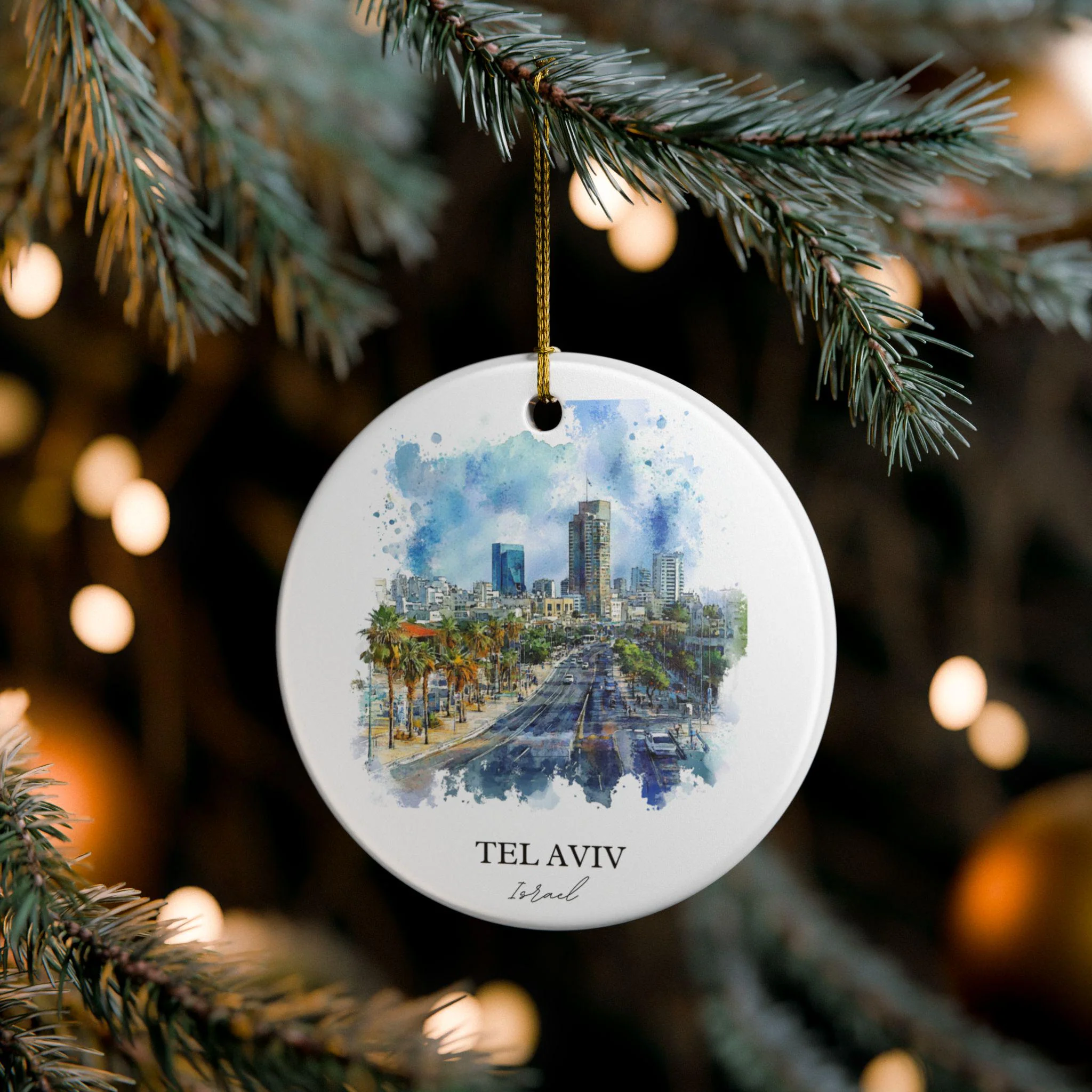 Tel Aviv Israel Ornament: Unique Tel Aviv Souvenir, Tel Aviv Xmas Decor, and Authentic Tel Aviv Israel Gift - Image 4