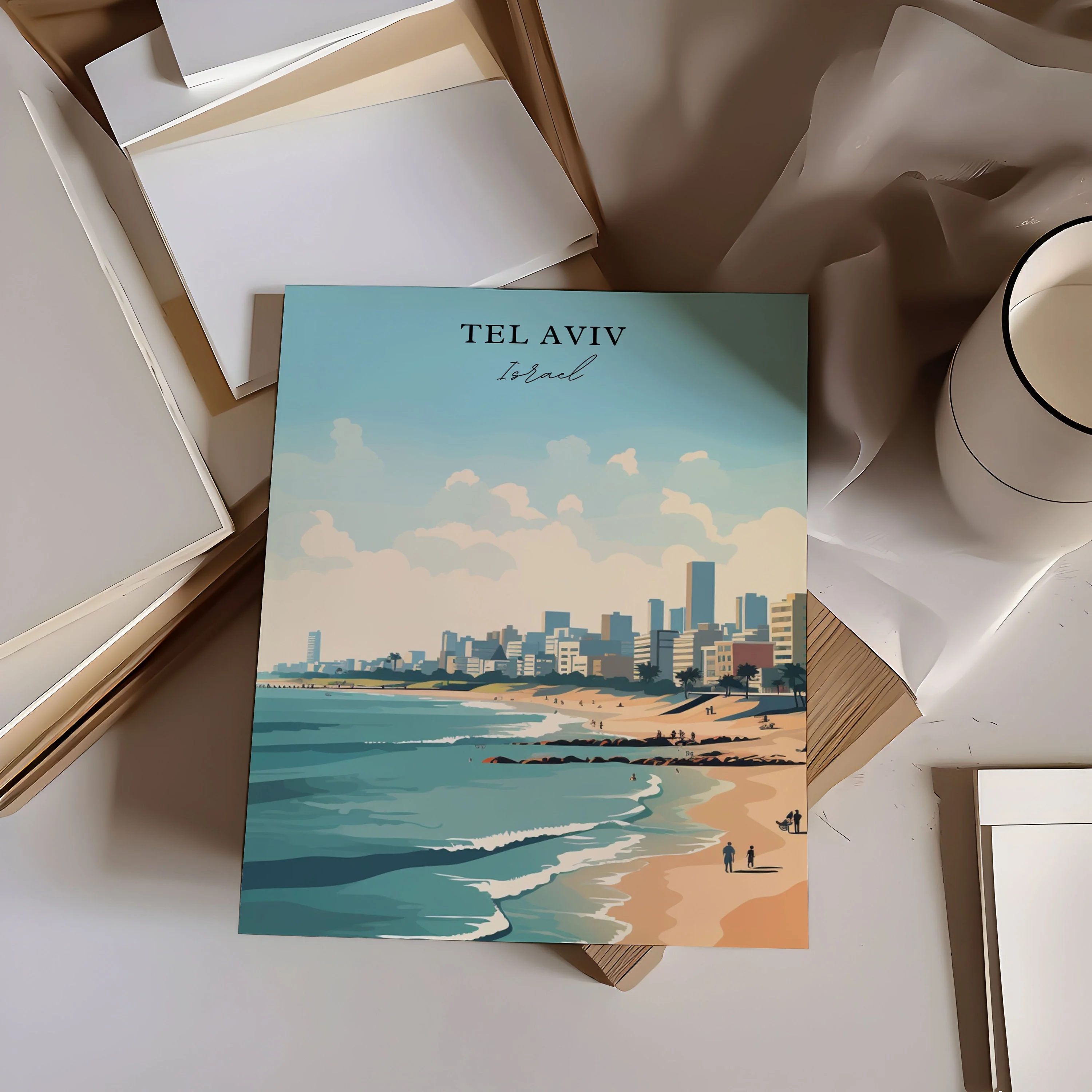Tel Aviv, Israel – Watercolor Art Print - Image 2