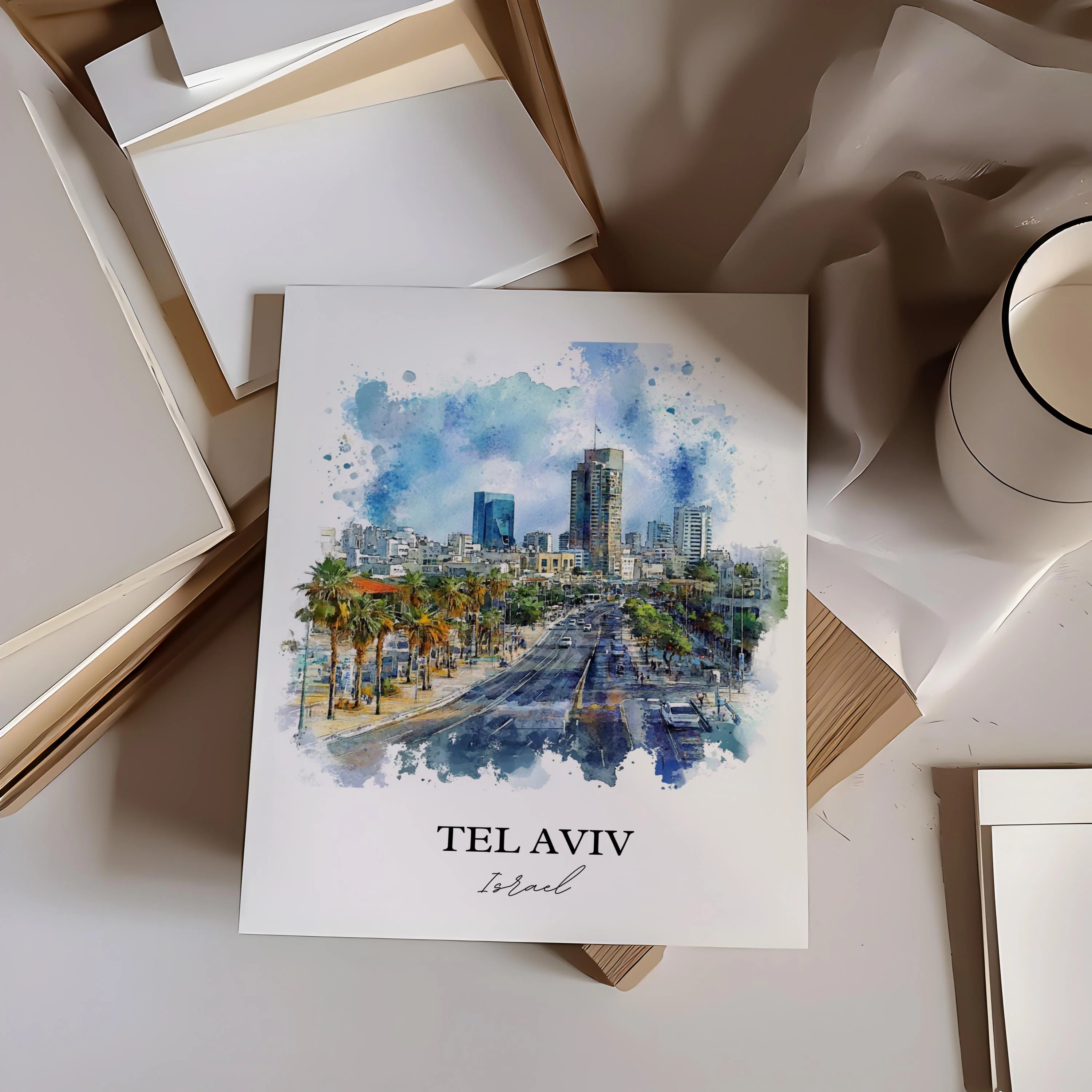 Tel Aviv, Israel – Watercolor Art Print - Image 6