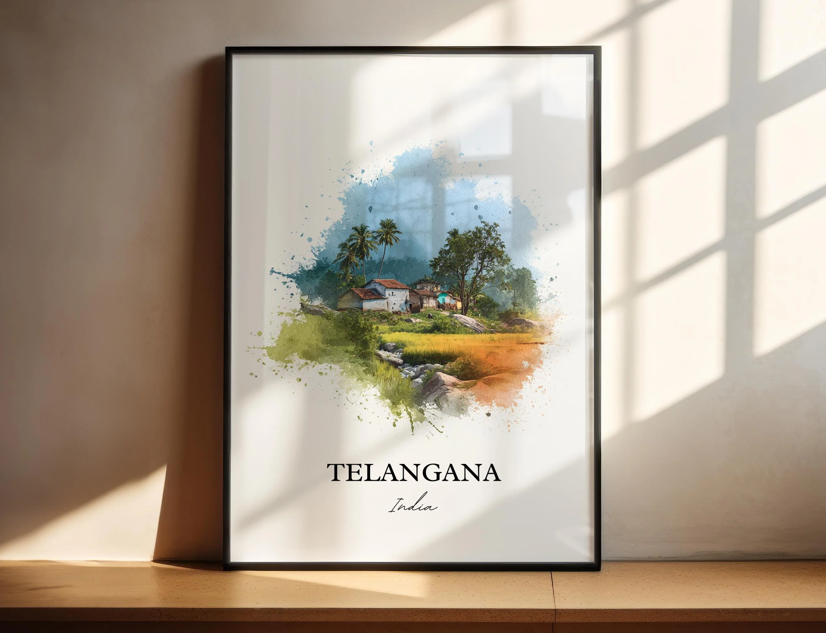 Telangana, India – Watercolor Art Print