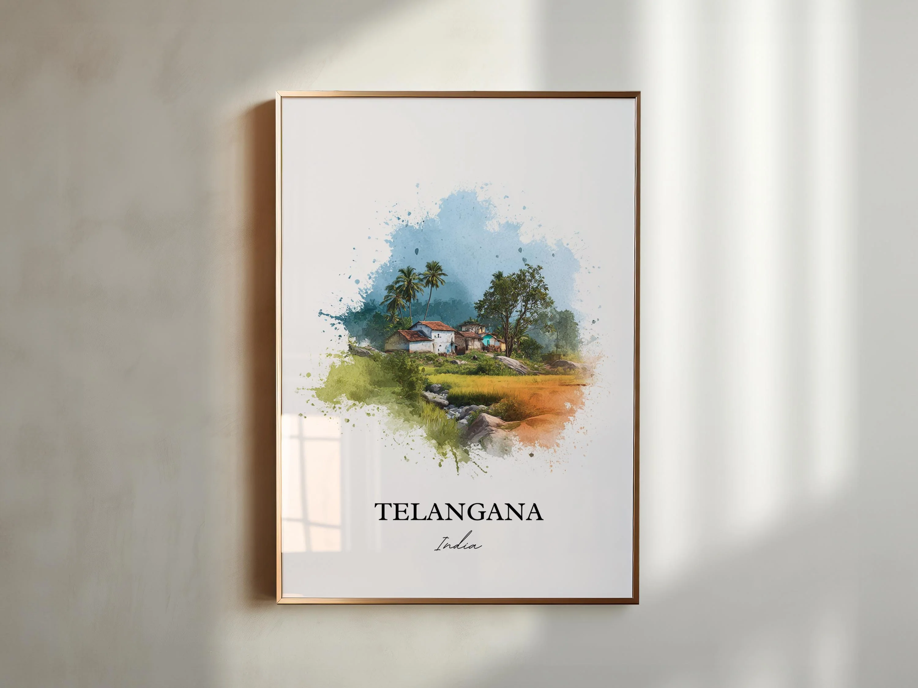 Telangana, India – Watercolor Art Print - Image 3