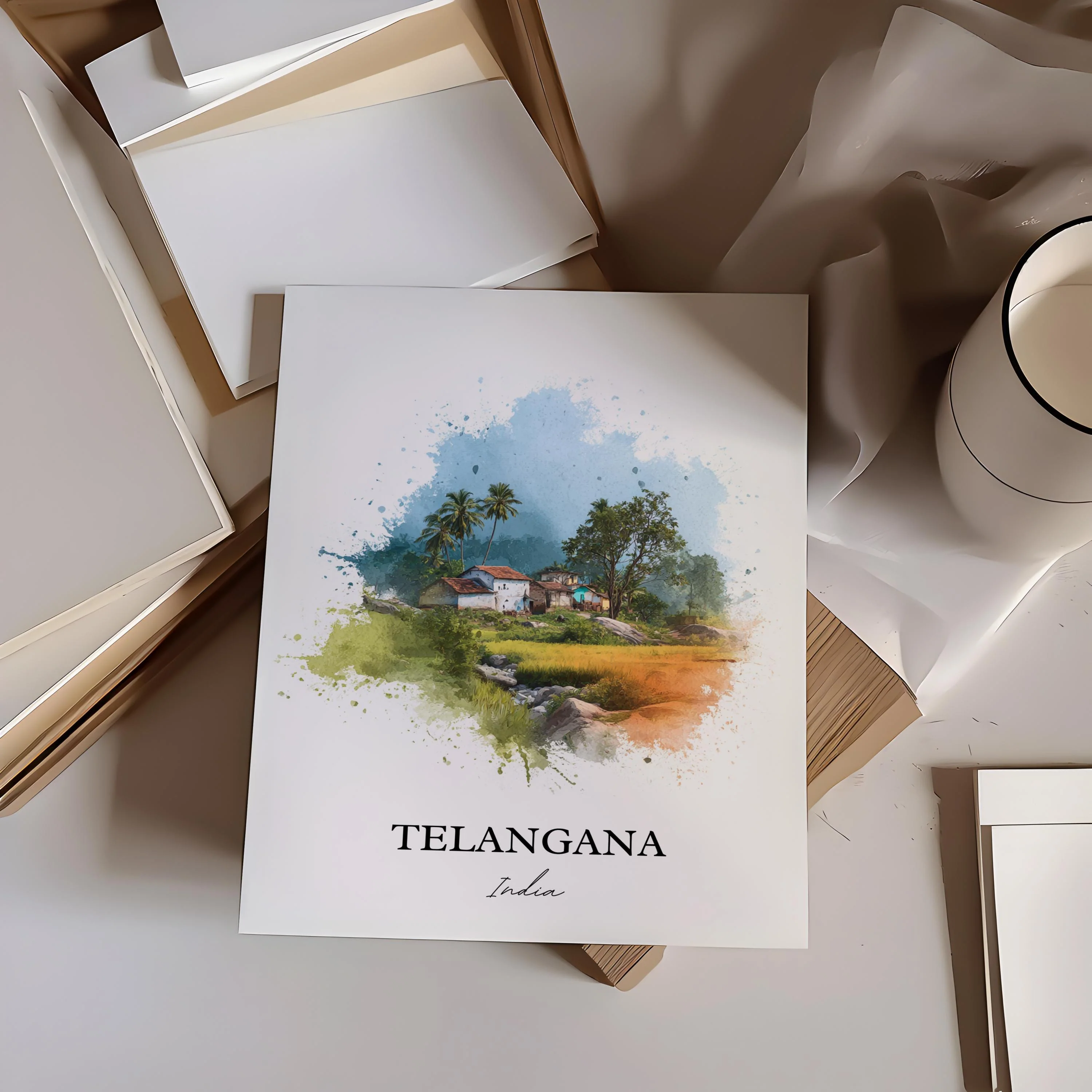 Telangana, India – Watercolor Art Print - Image 6