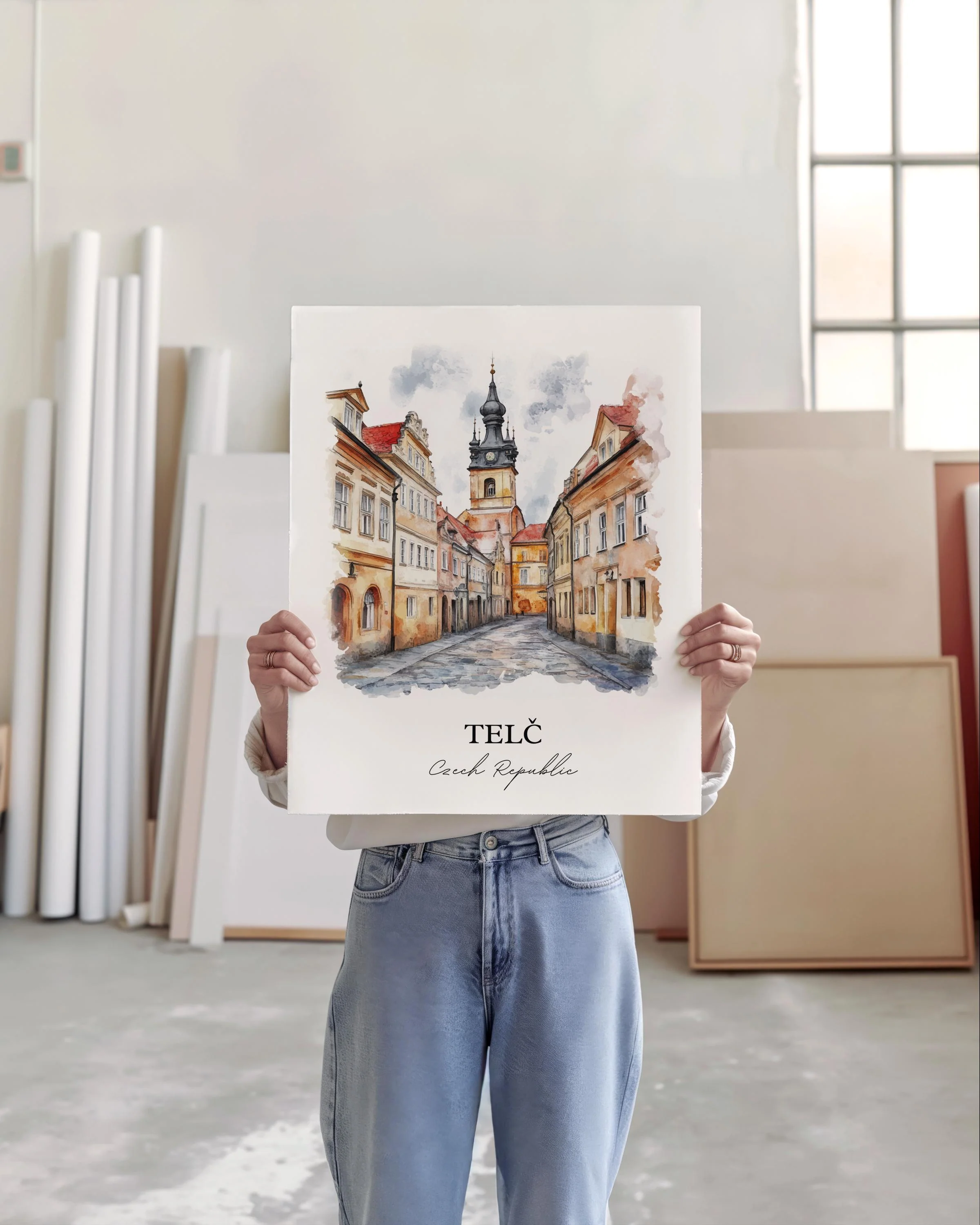 Telc, Czech Republic – Watercolor Art Print - Image 5