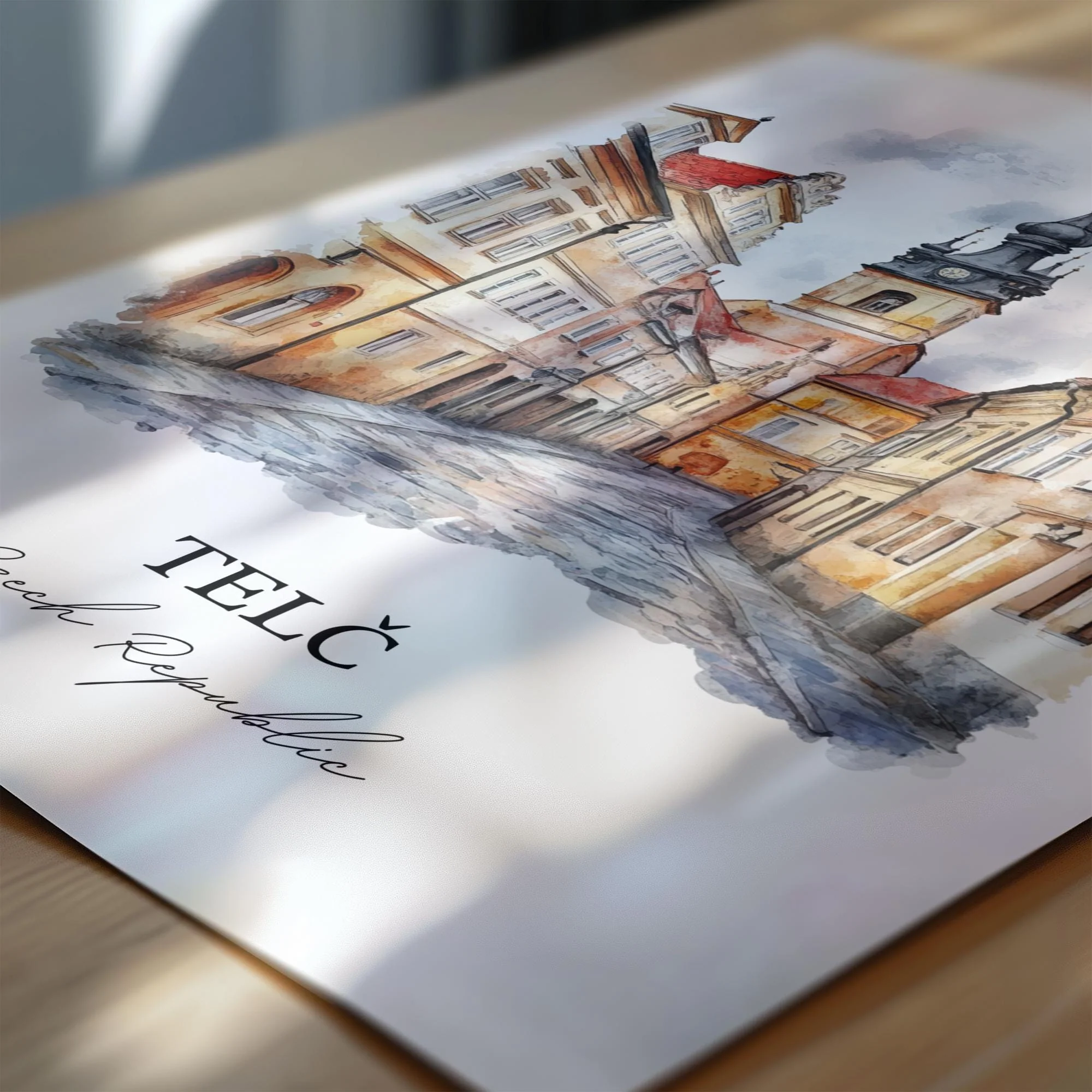 Telc, Czech Republic – Watercolor Art Print - Image 2