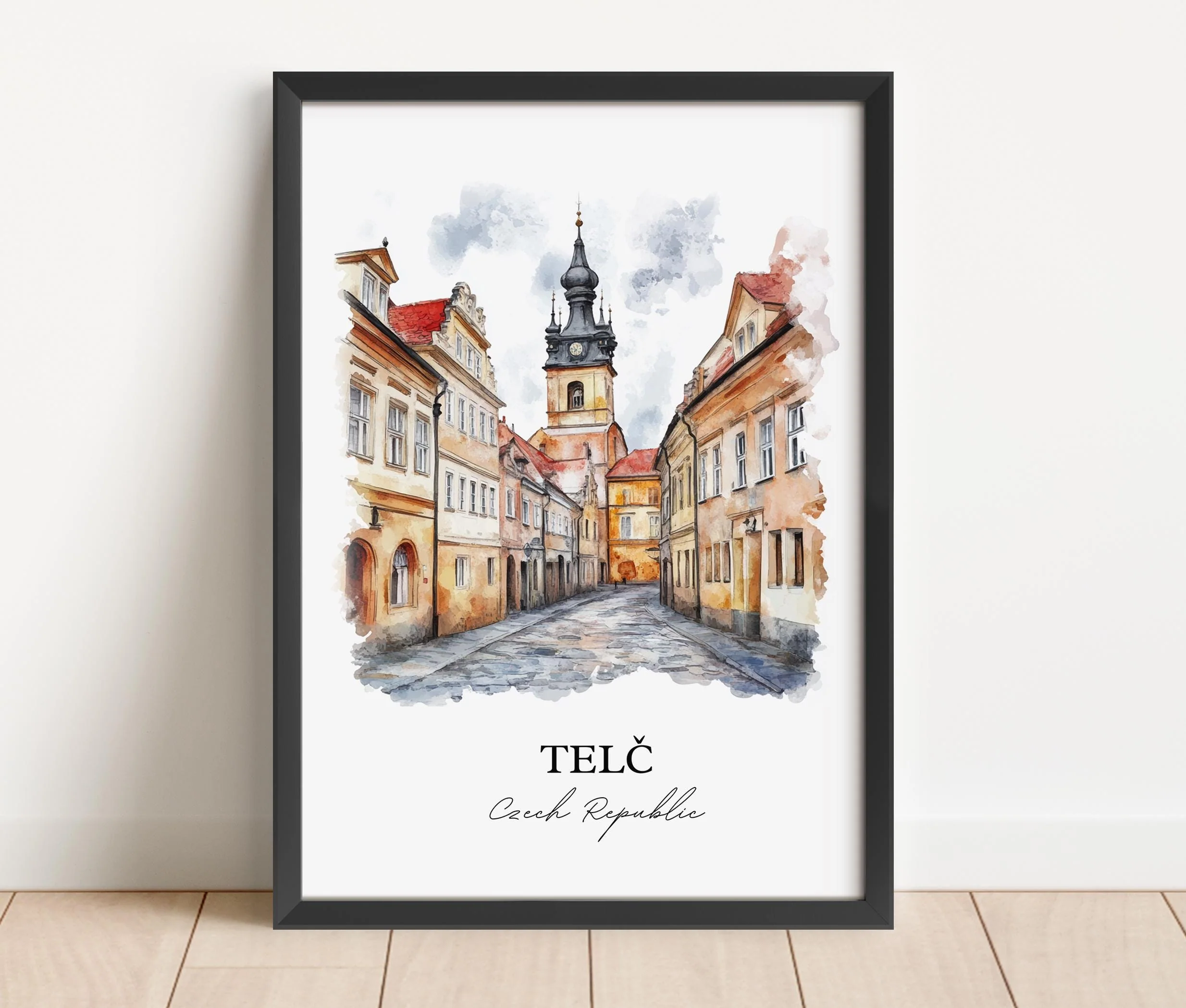Telc, Czech Republic – Watercolor Art Print - Image 3