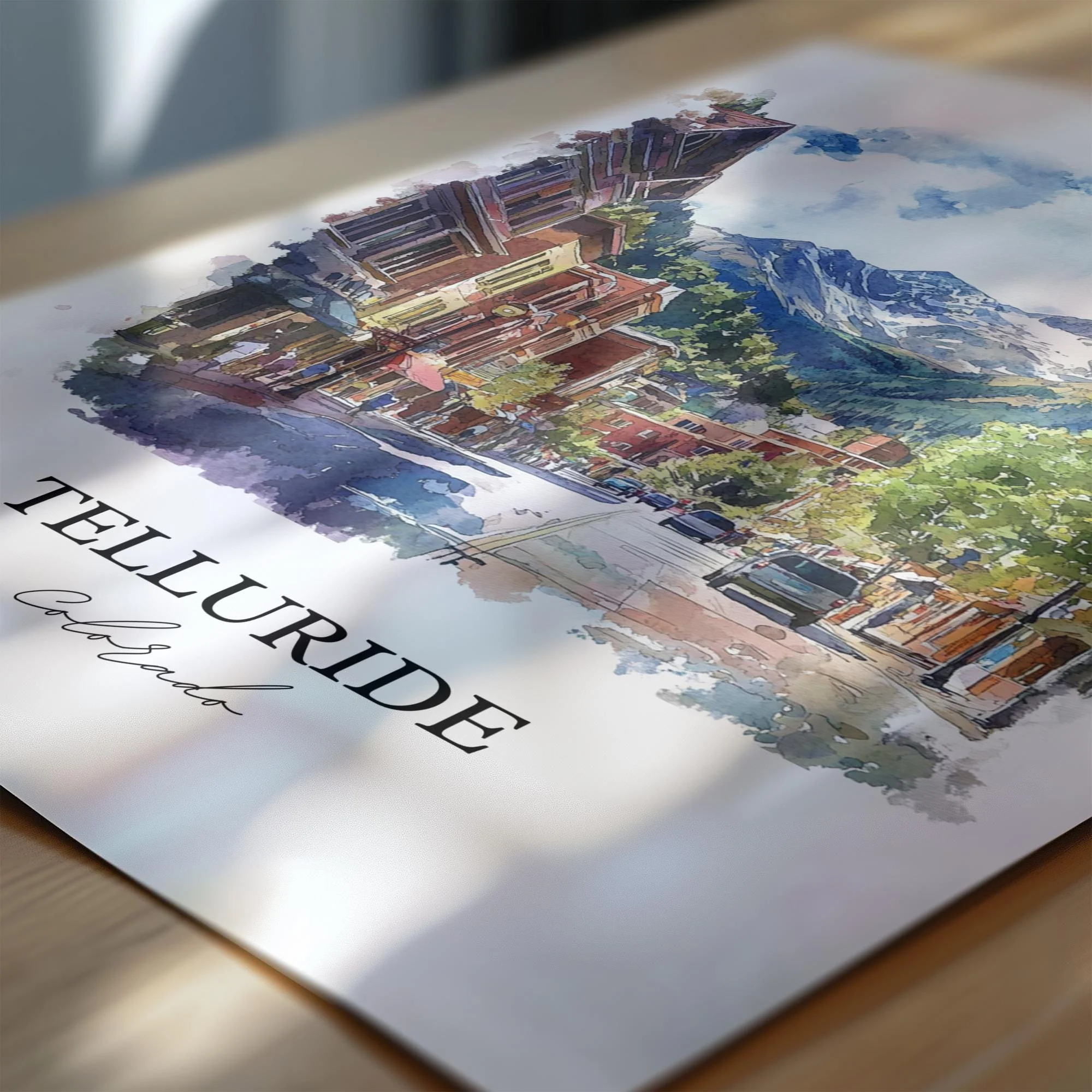 Telluride, Colorado, USA – Watercolor Art Print - Image 2
