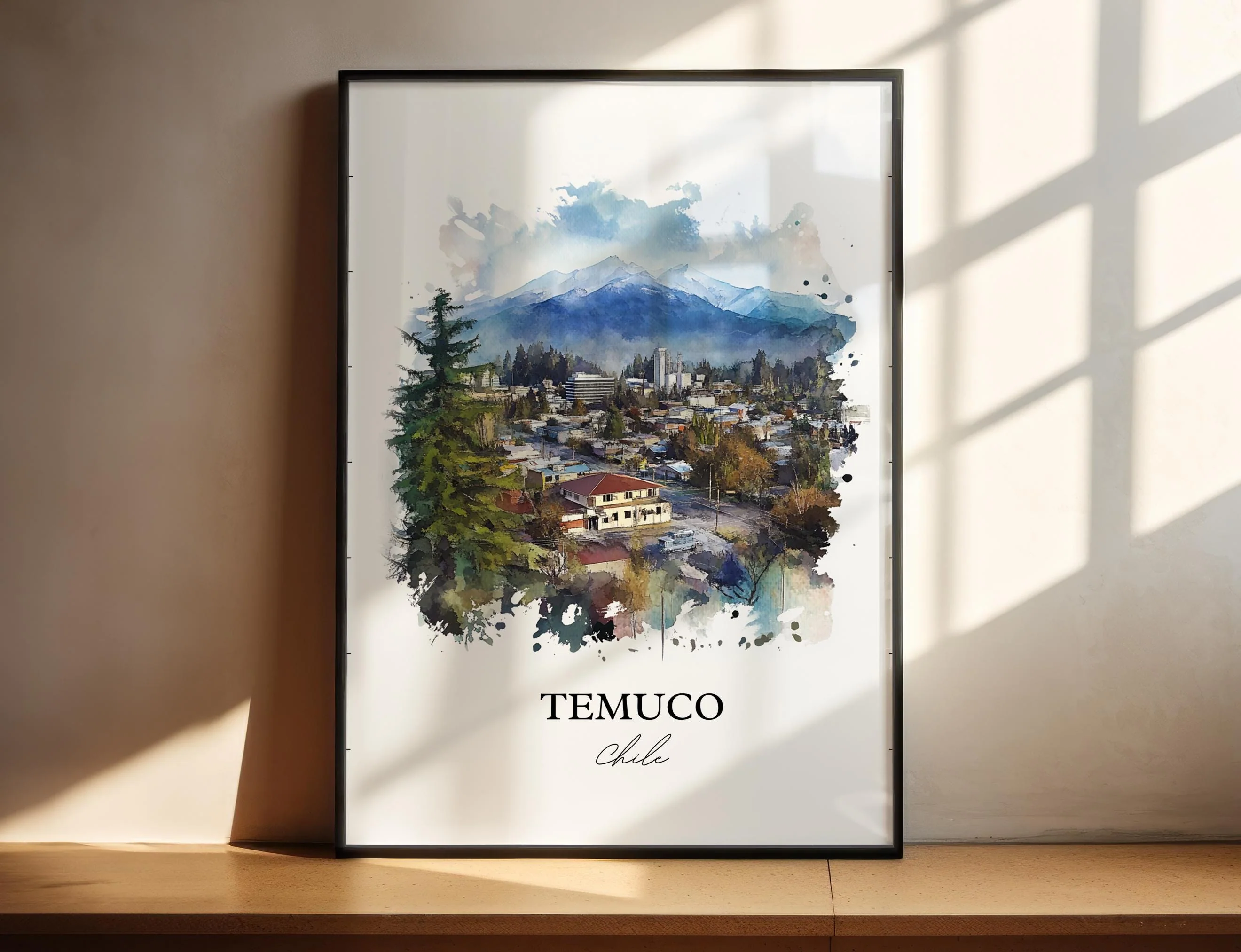Temuco, Chile – Watercolor Art Print
