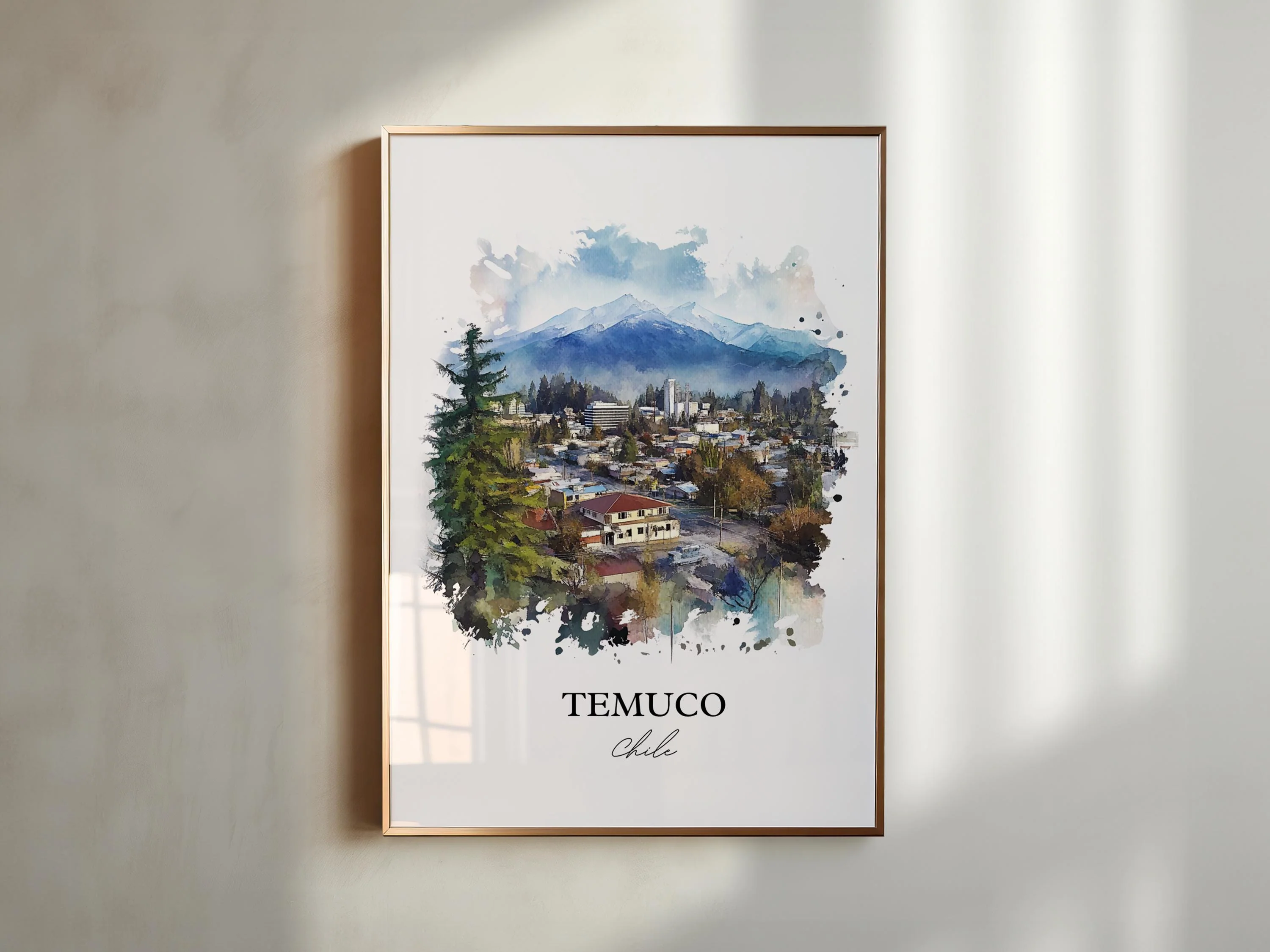 Temuco, Chile – Watercolor Art Print - Image 3