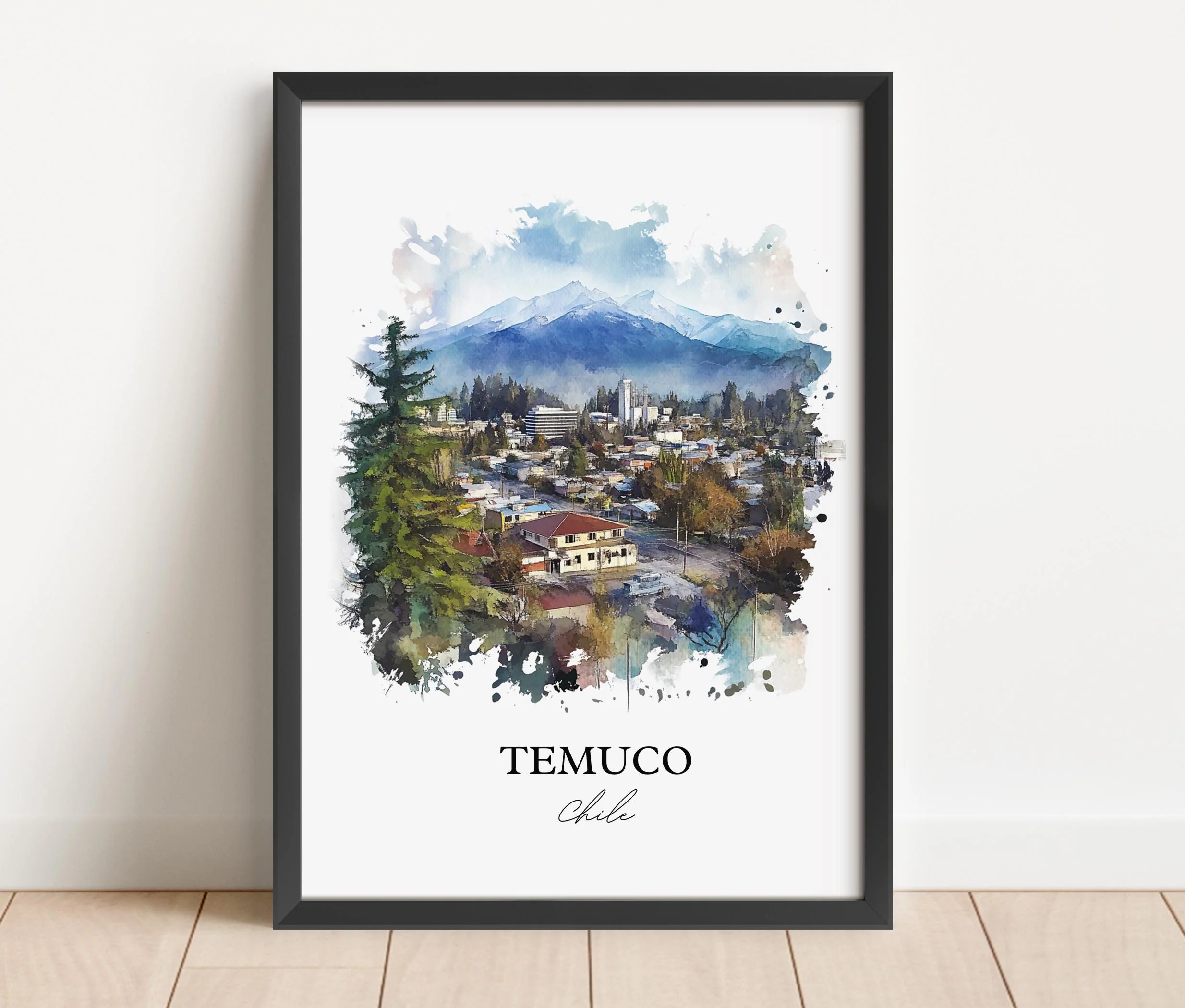 Temuco, Chile – Watercolor Art Print - Image 4