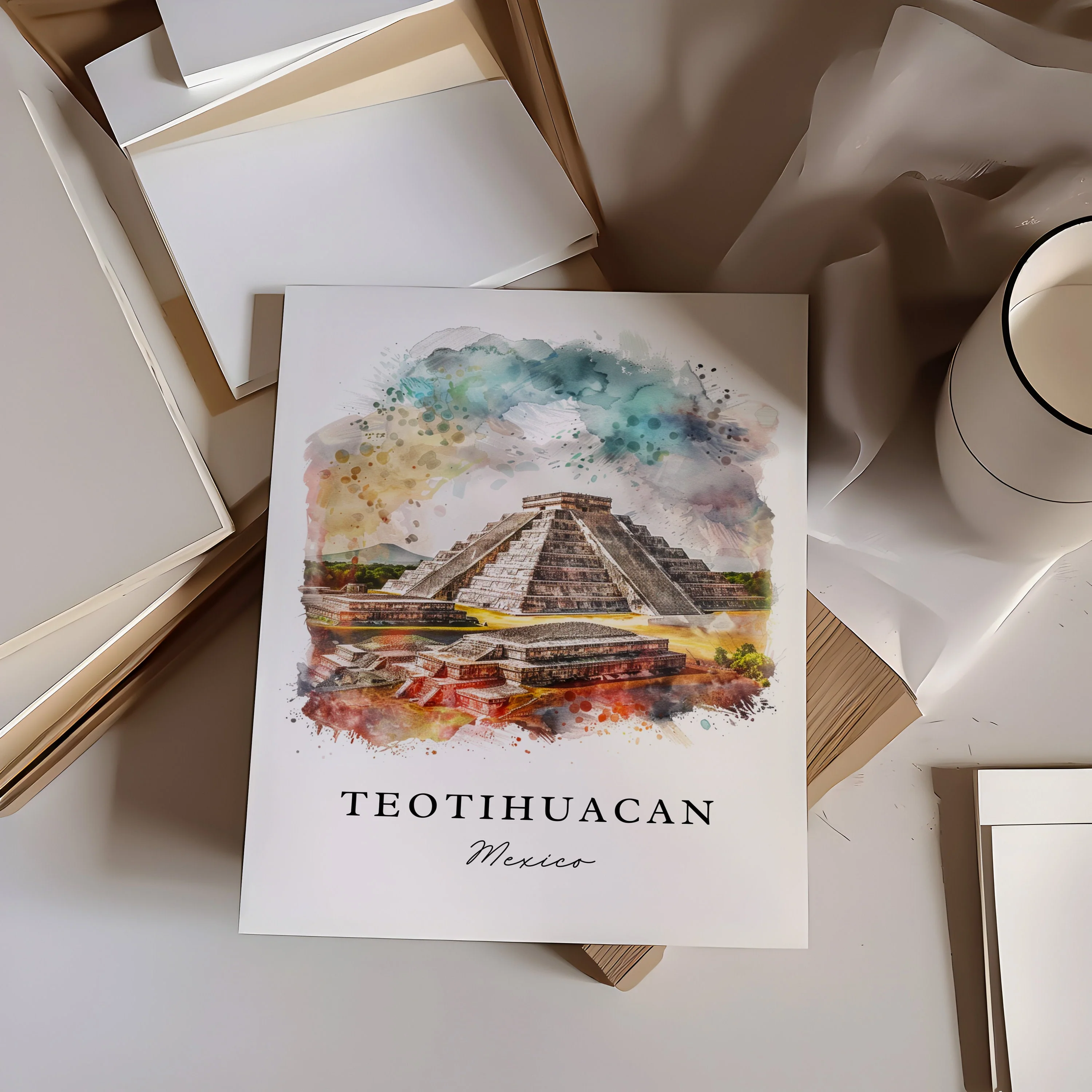Teotihuacán, Mexico – Watercolor Art Print - Image 2