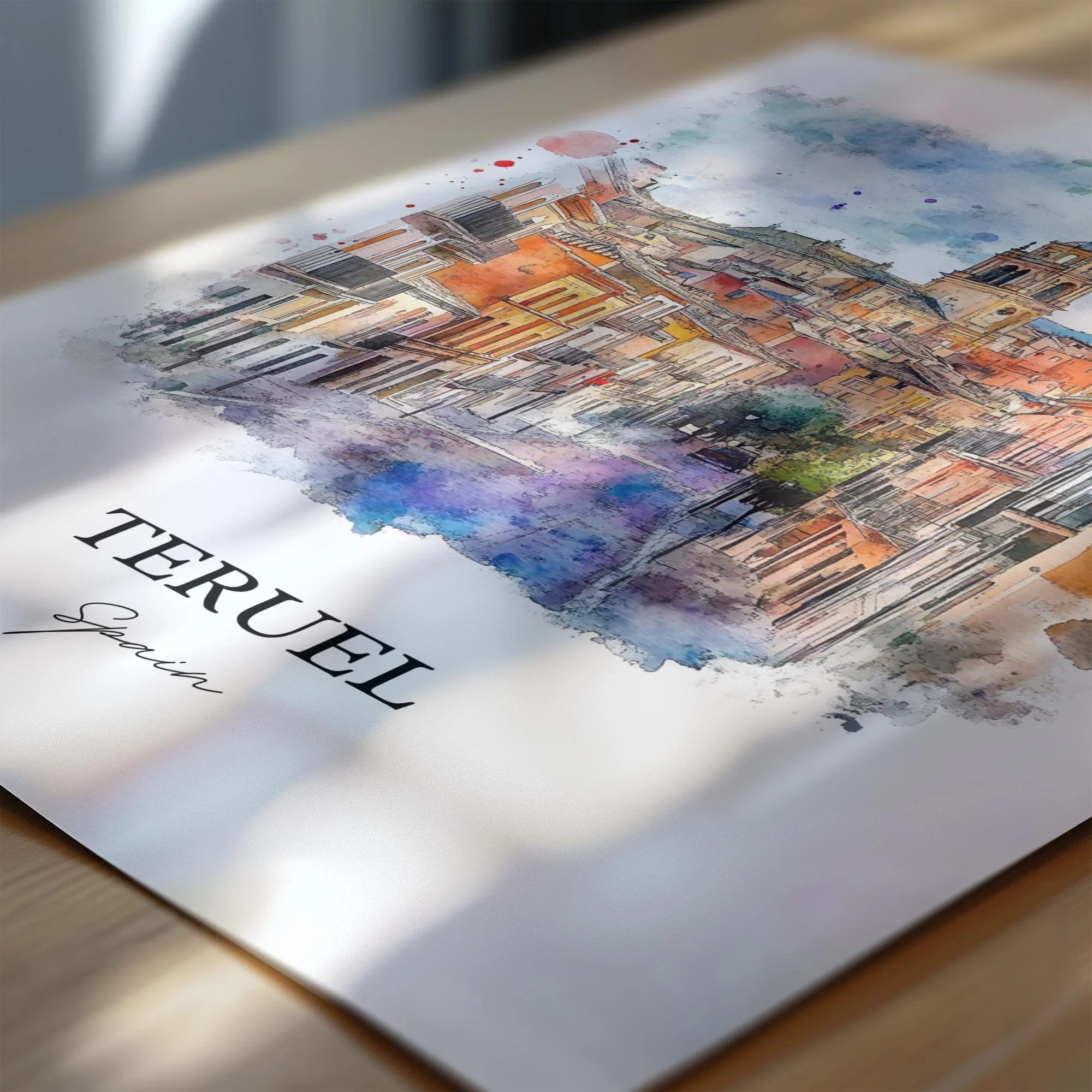 Teruel, Spain – Watercolor Art Print - Image 6