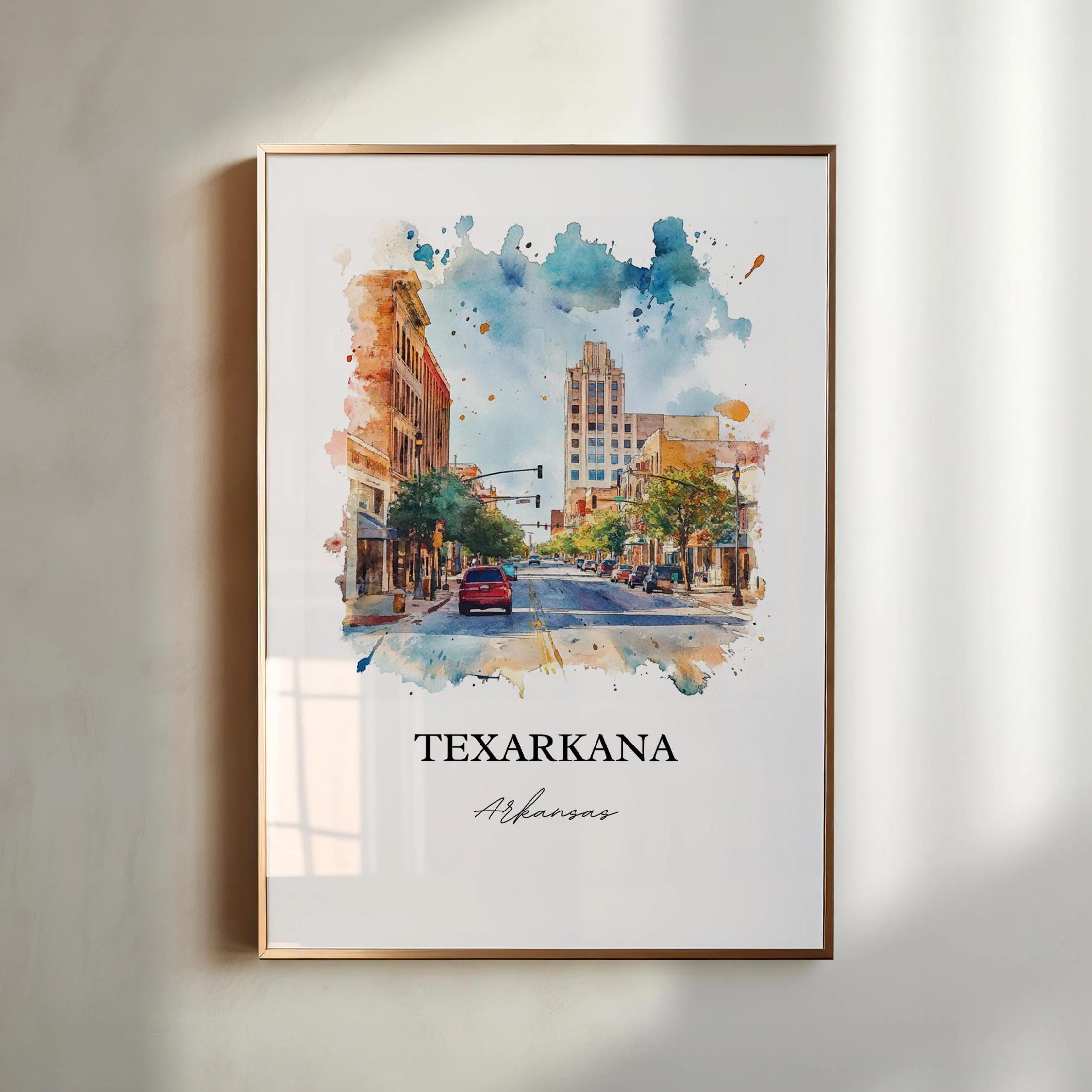 Texarkana, Arkansas, USA – Watercolor Art Print