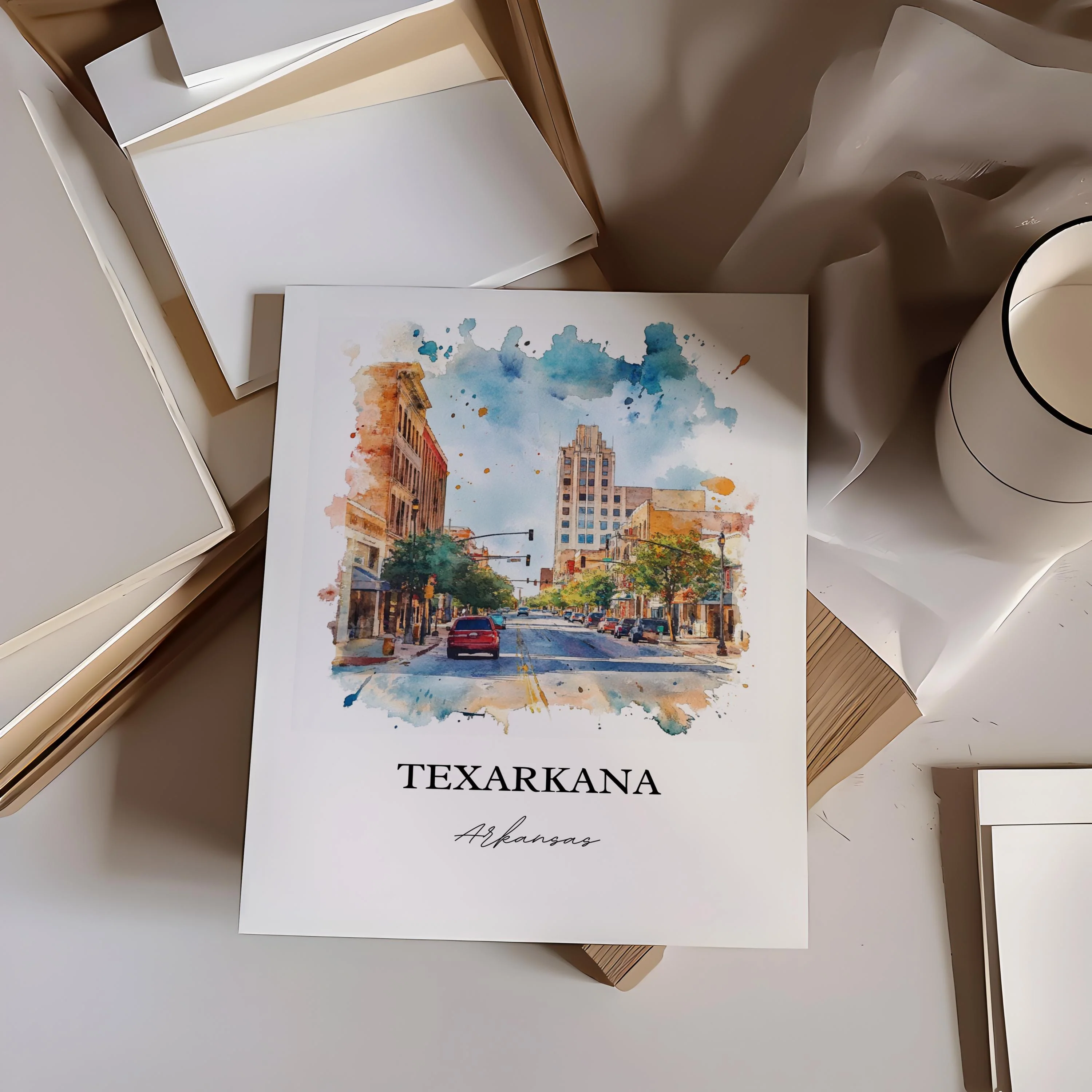 Texarkana, Arkansas, USA – Watercolor Art Print - Image 3