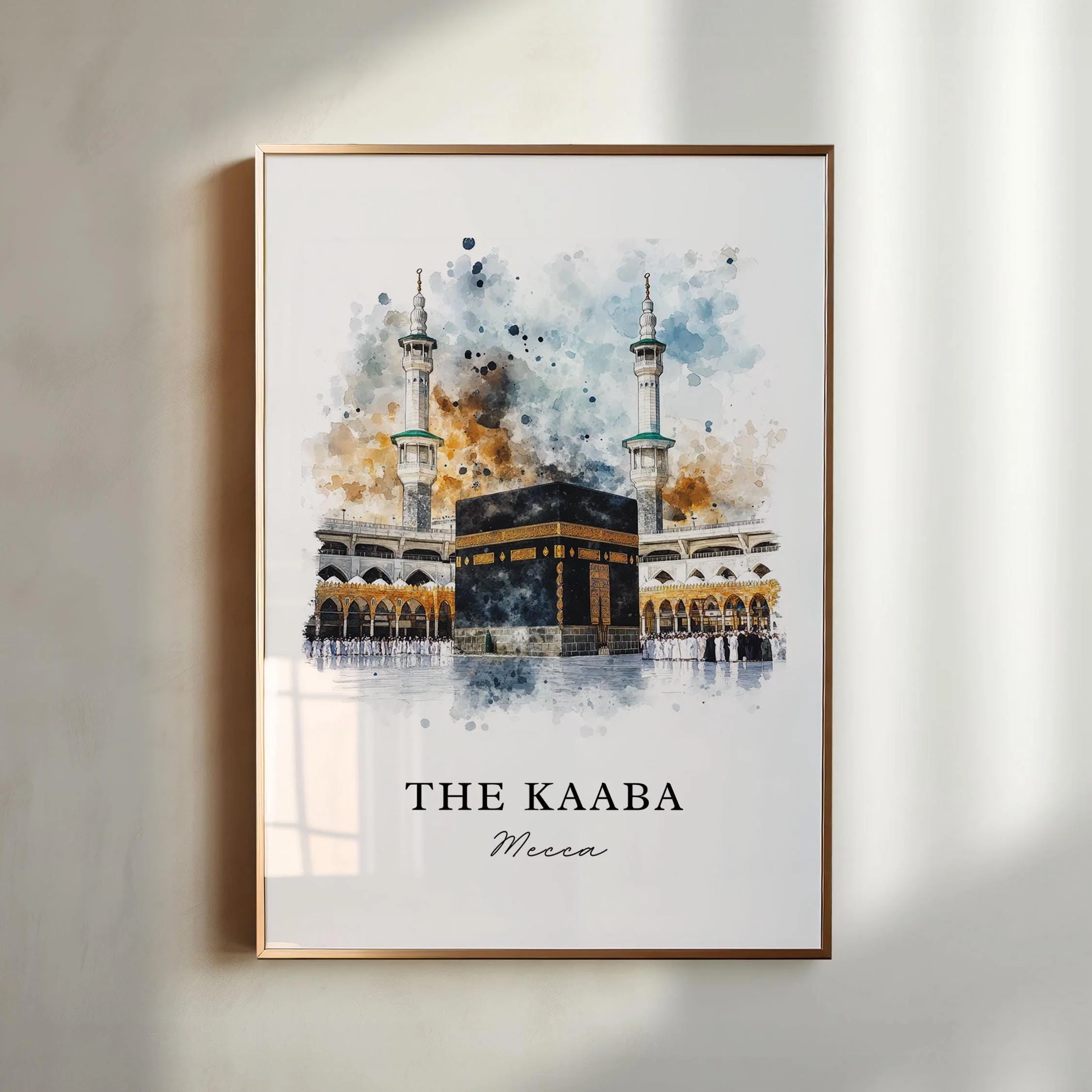 Mecca, Saudi Arabia – Watercolor Art Print of The Kaaba Mosque