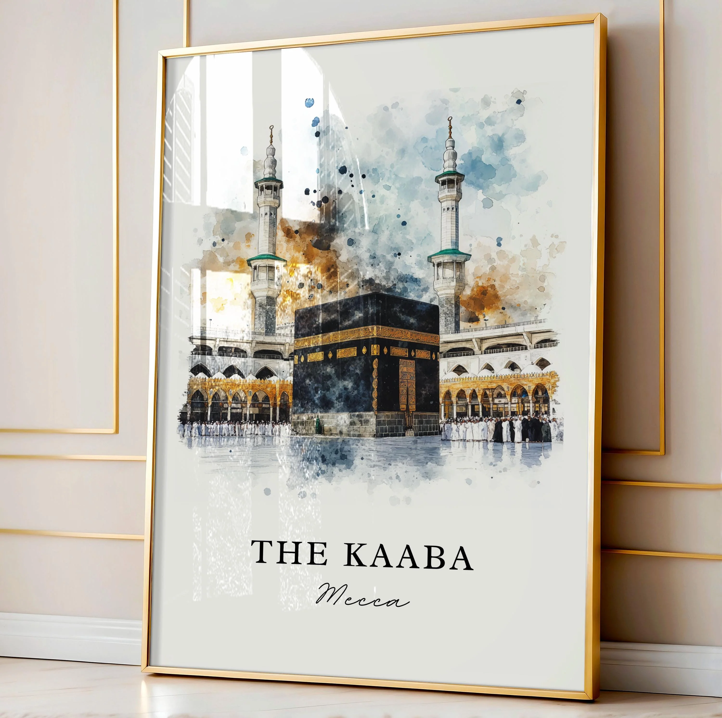 Mecca, Saudi Arabia – Watercolor Art Print of The Kaaba Mosque - Image 4