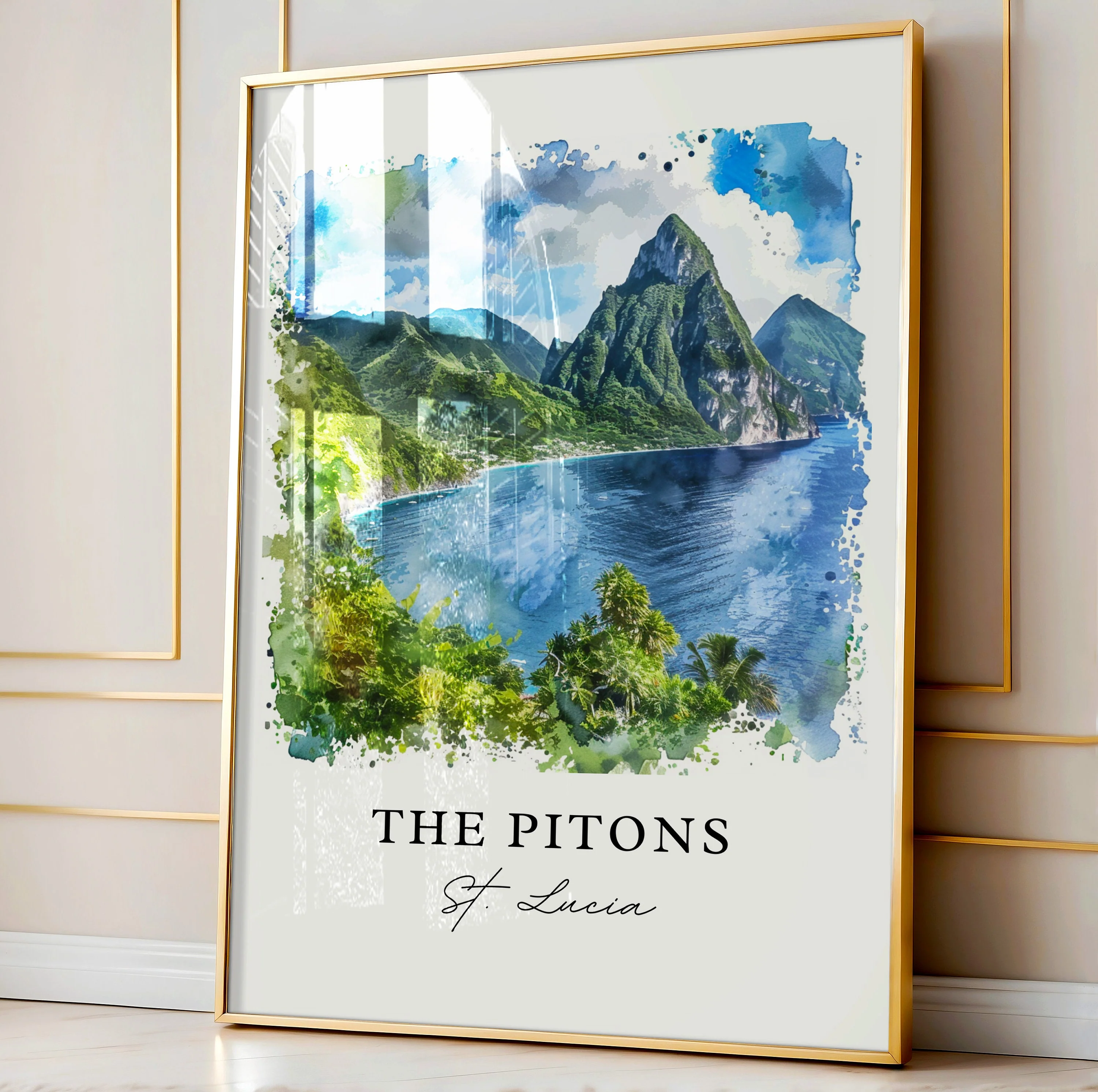 The Pitons, St Lucia – Watercolor Art Print - Image 4