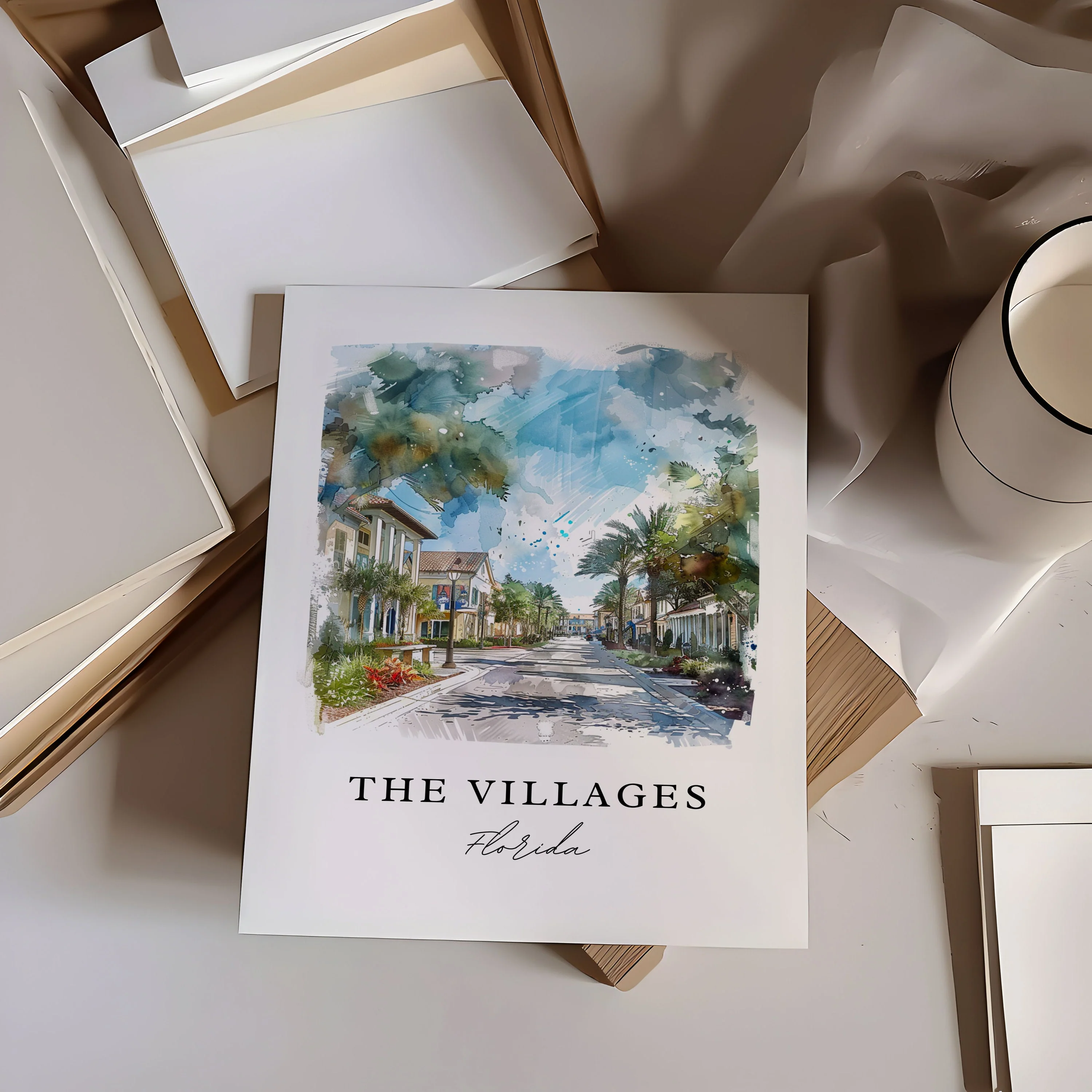 The Villages, Florida, Florida – Watercolor Art Print - Image 2