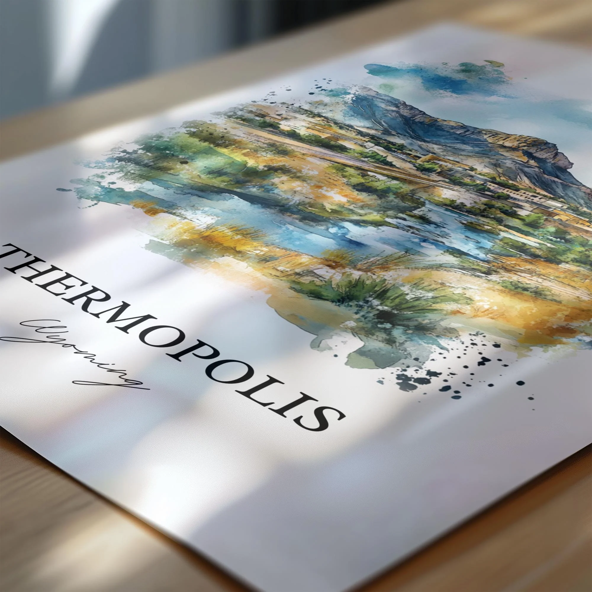 Thermopolis, Wyoming – Watercolor Art Print - Image 2