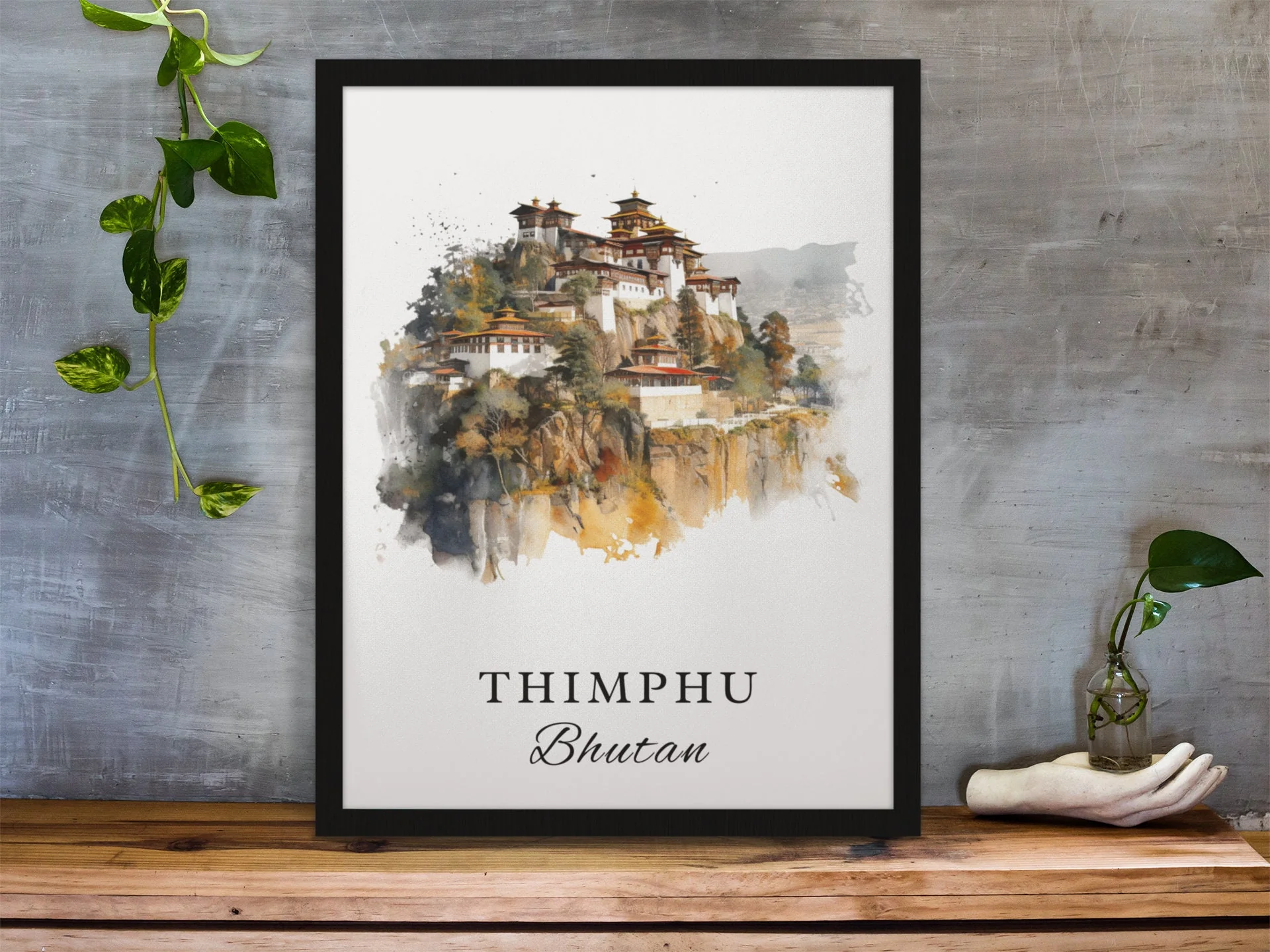 Thimphu, Bhutan – Watercolor Art Print - Image 4