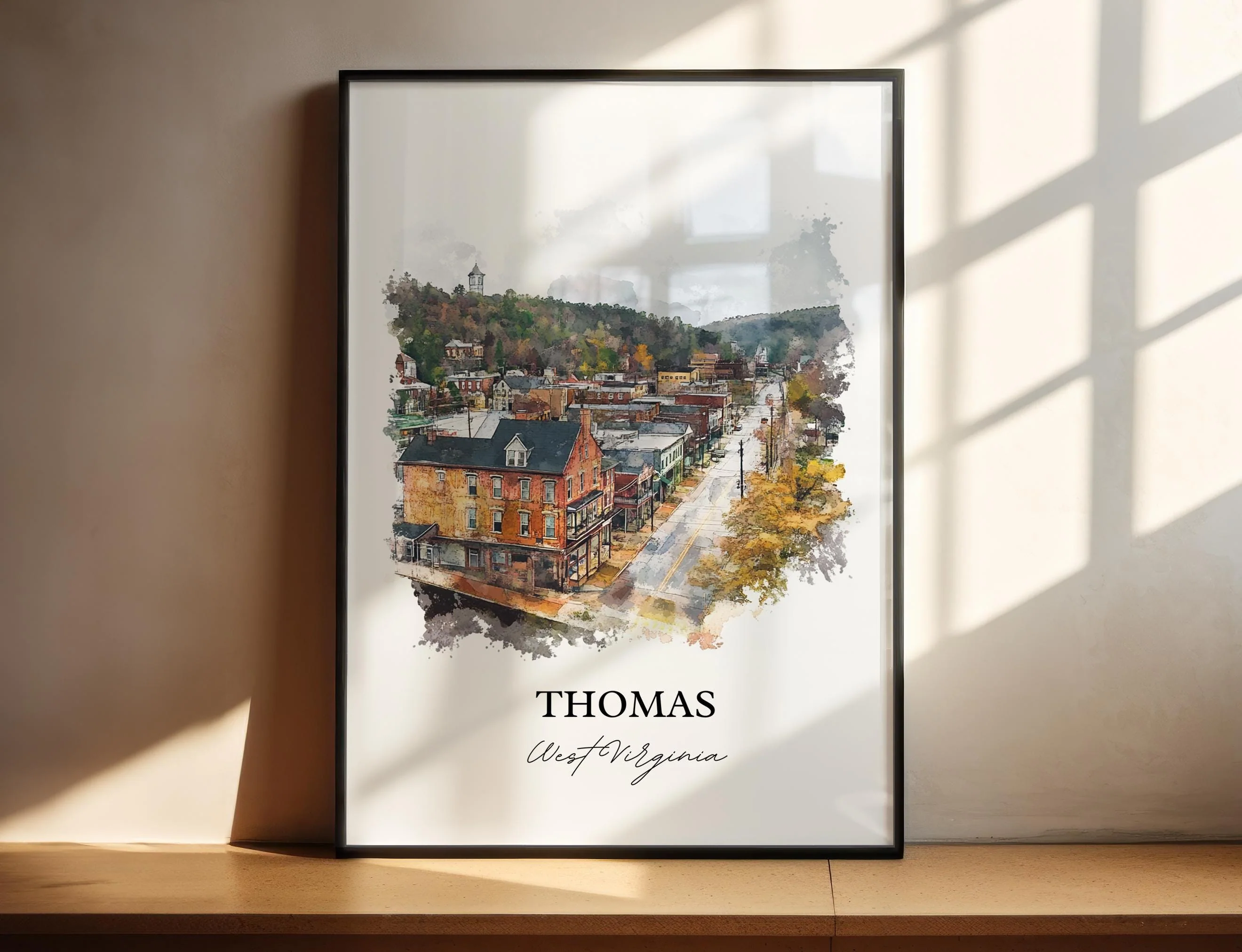 Thomas, WV, United States – Watercolor Art Print