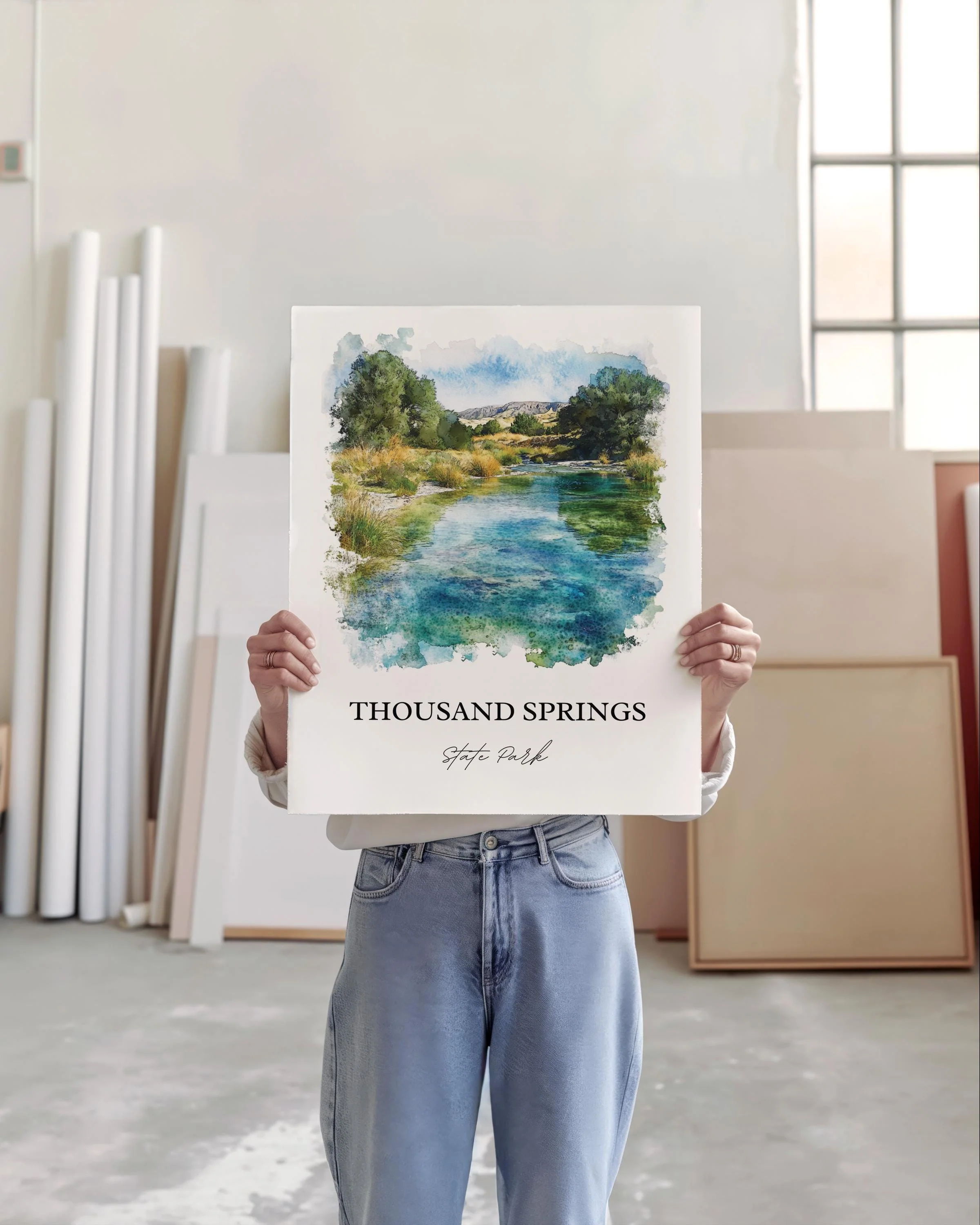 Thousand Springs State Park, Idaho, Idaho – Watercolor Art Print - Image 5