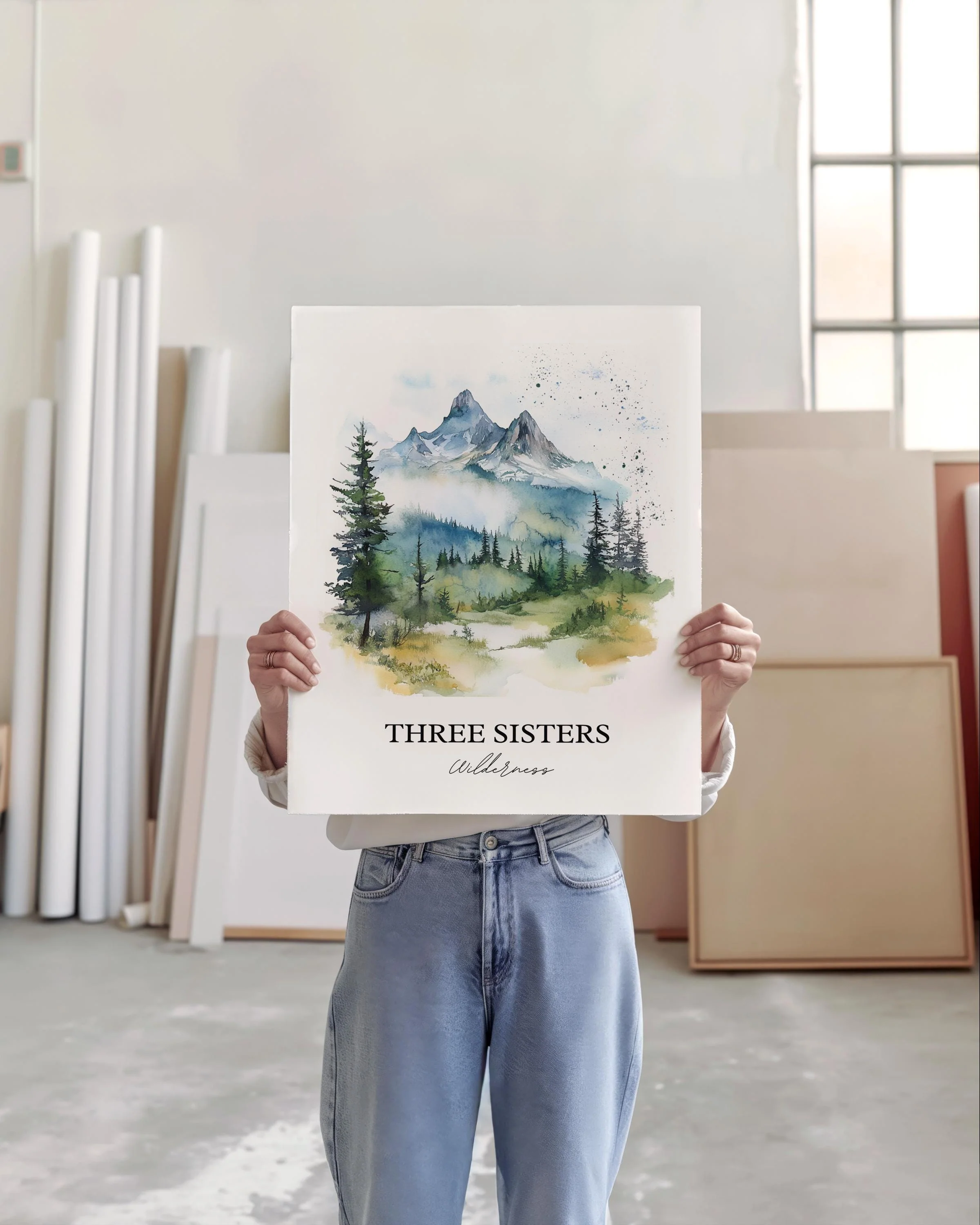 Three Sisters, Oregon, USA – Watercolor Art Print - Image 5