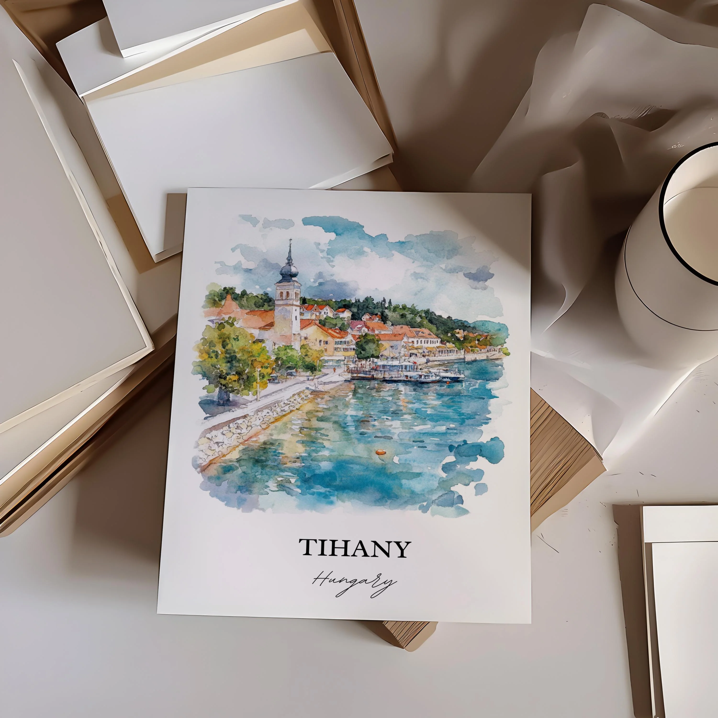 Tihany, Hungary – Watercolor Art Print - Image 3