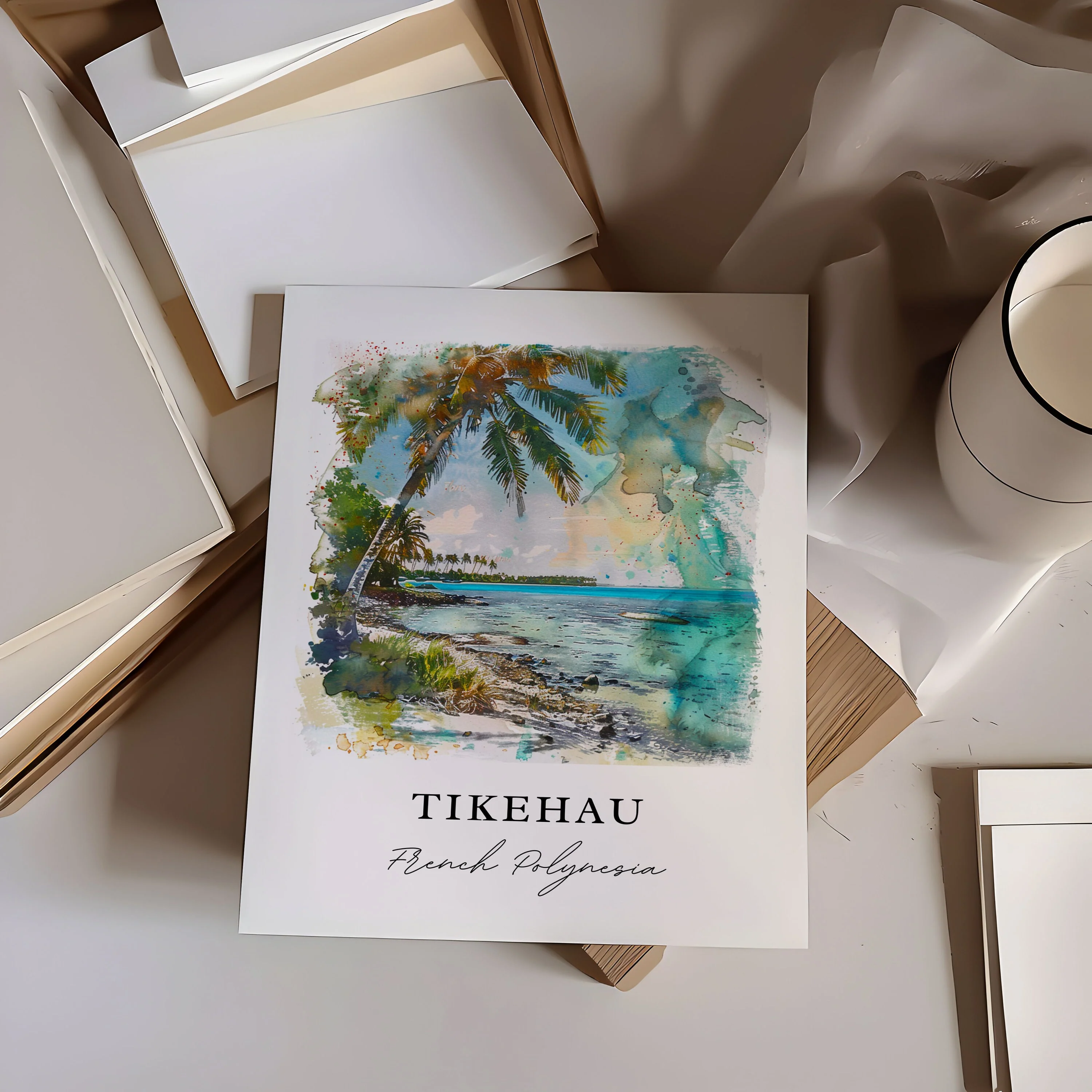 Tikehau, French Polynesia – Watercolor Art Print - Image 2