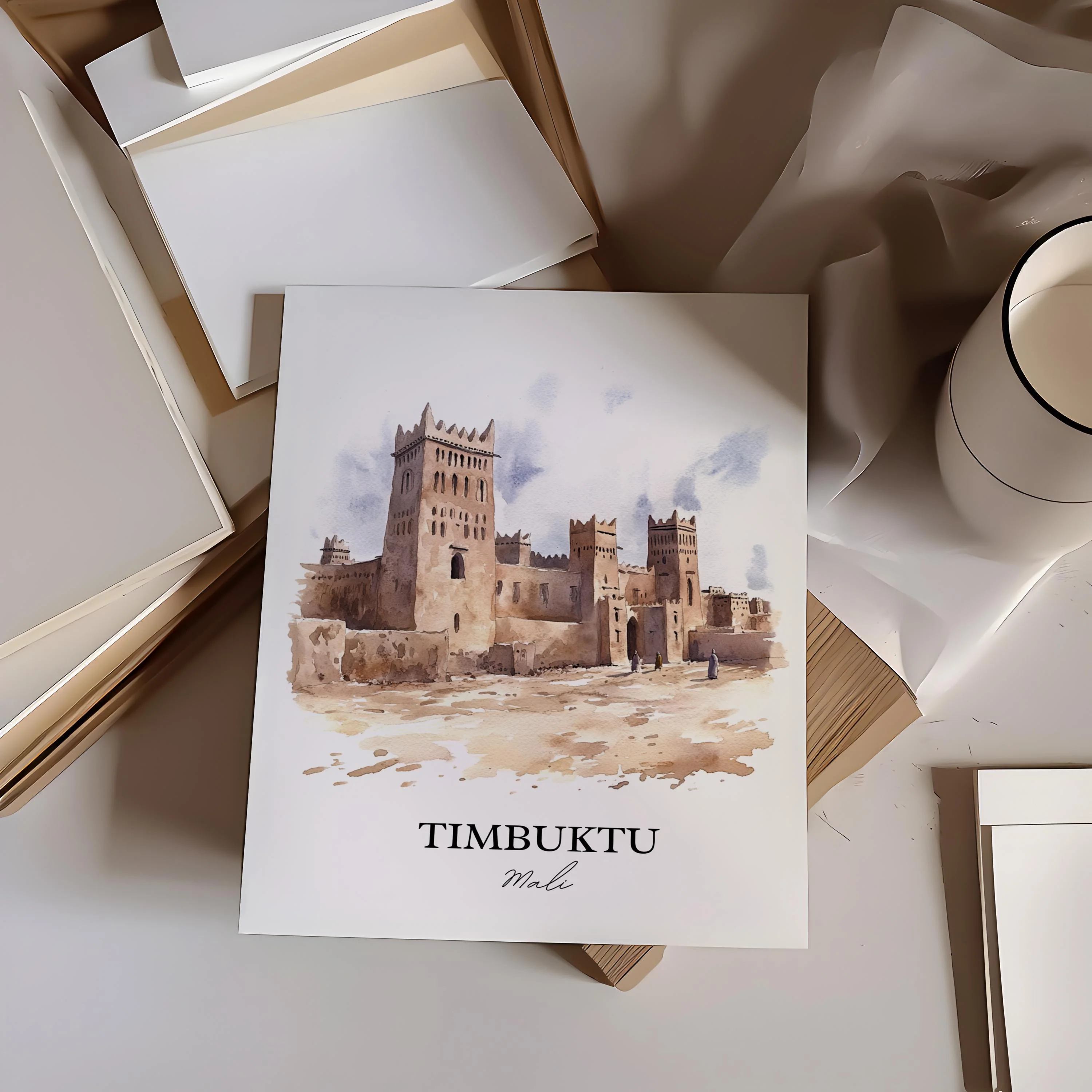 Timbuktu, Mali – Watercolor Art Print - Image 6