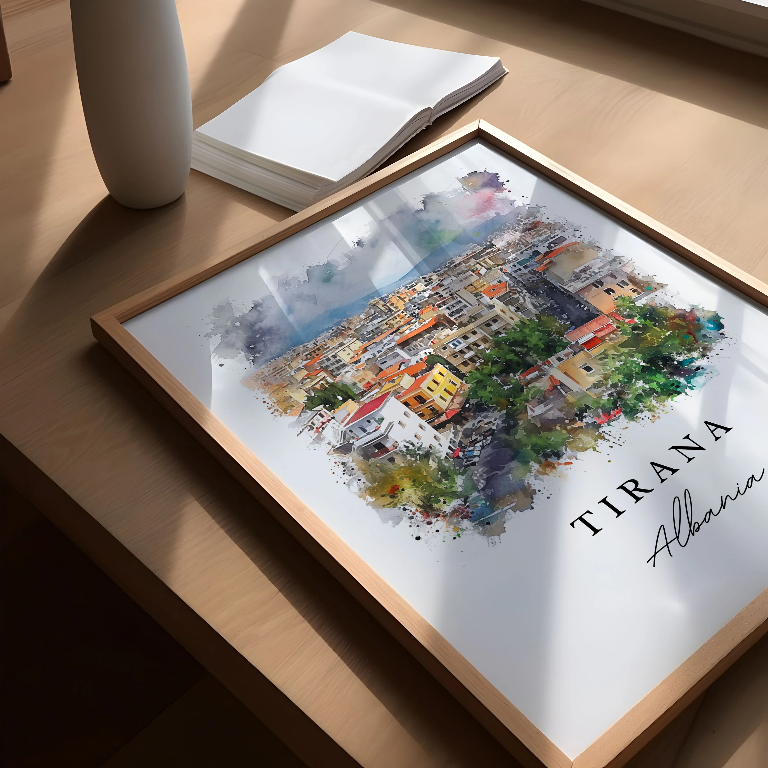 Tirana, Albania – Watercolor Art Print - Image 3