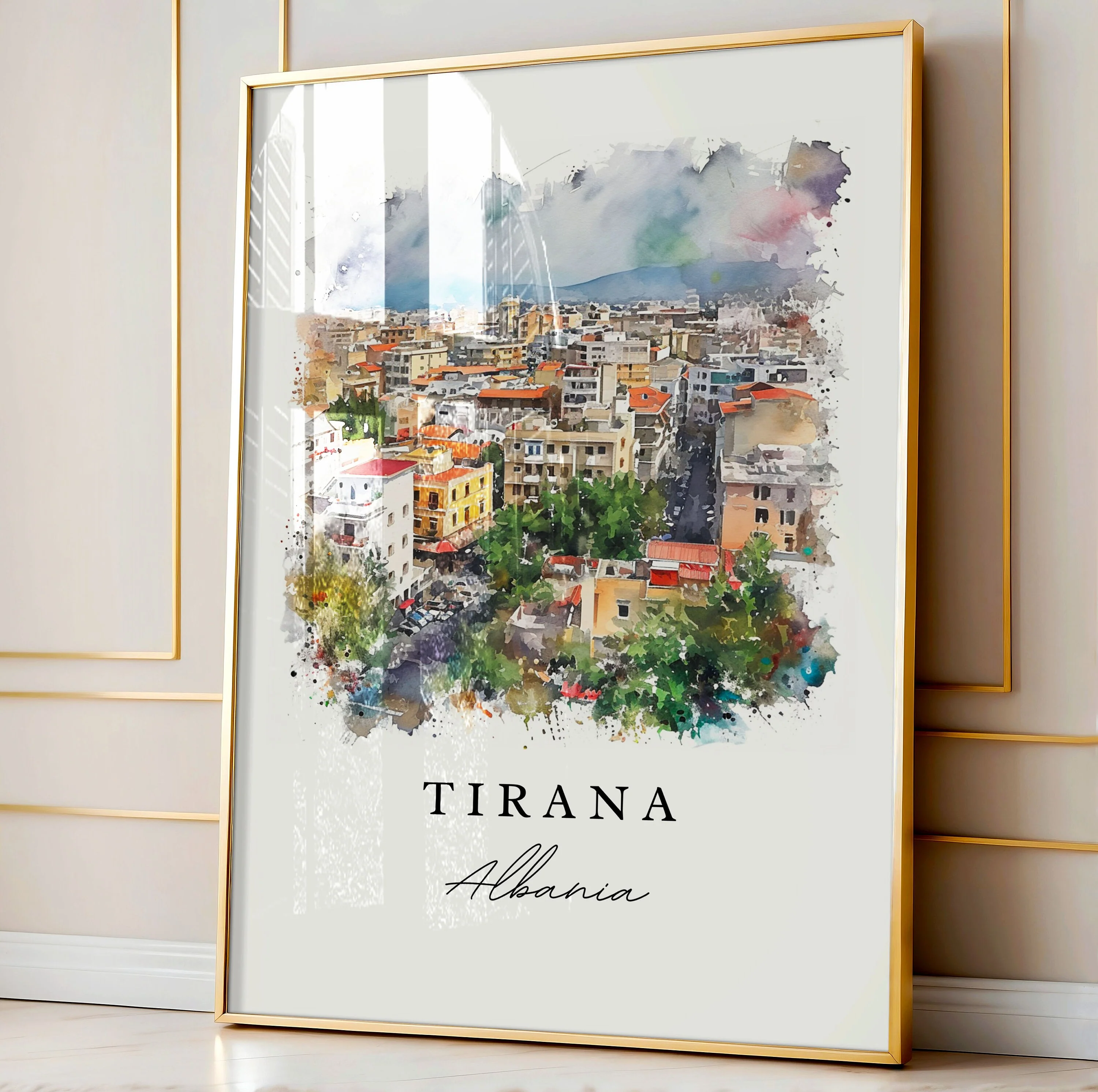 Tirana, Albania – Watercolor Art Print - Image 4