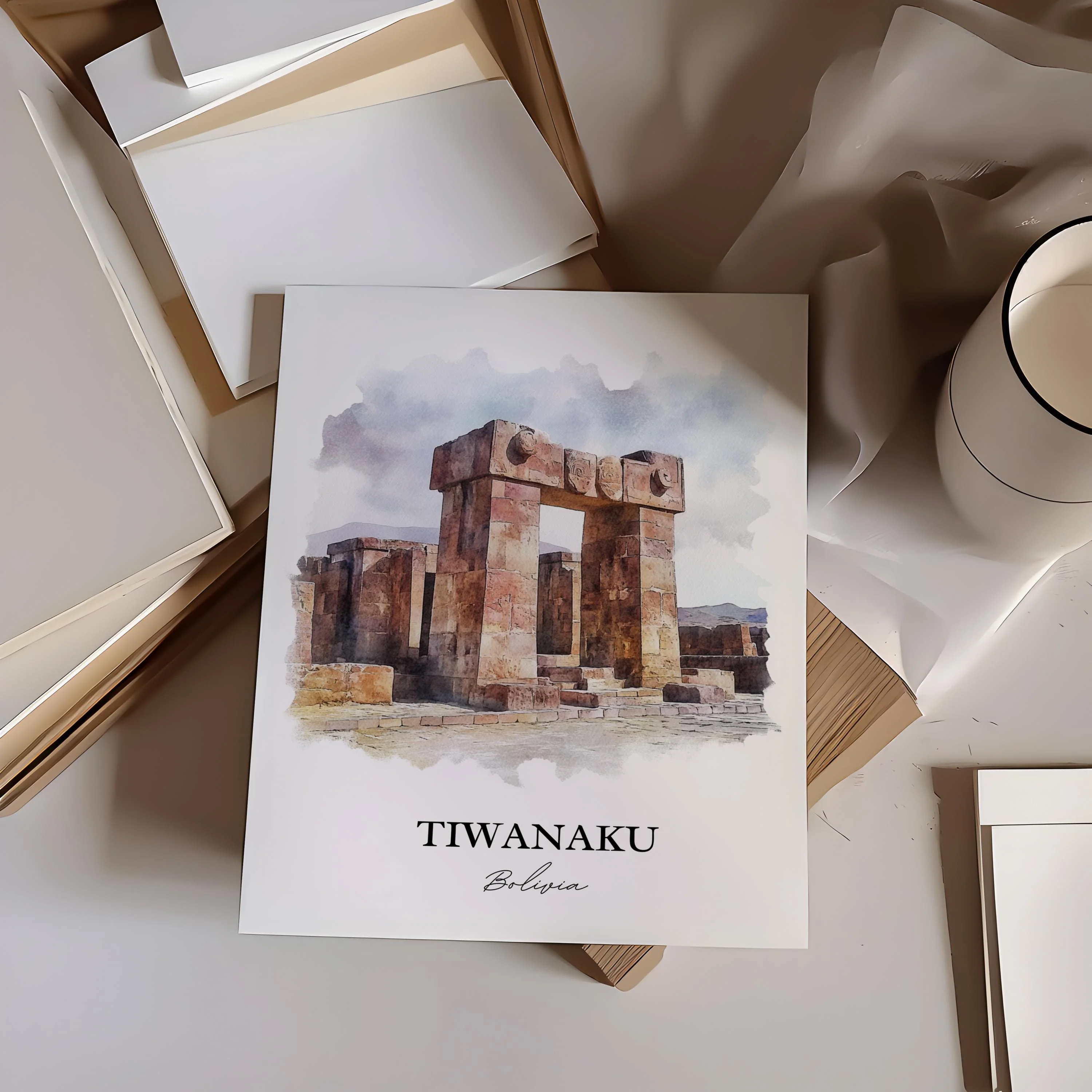 Tiwanaku, Bolivia – Watercolor Art Print - Image 5