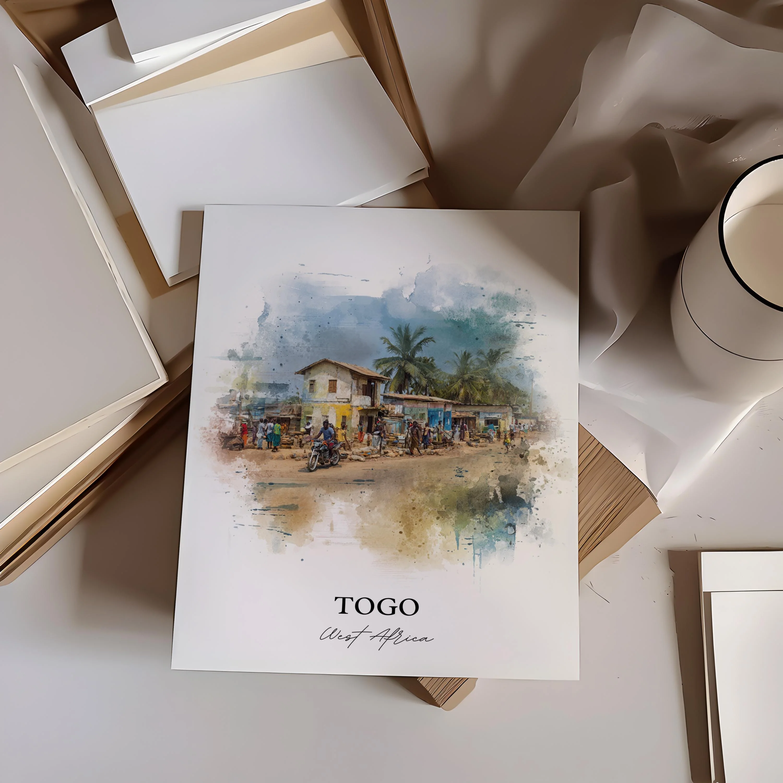 Togo, West Africa – Watercolor Art Print - Image 5