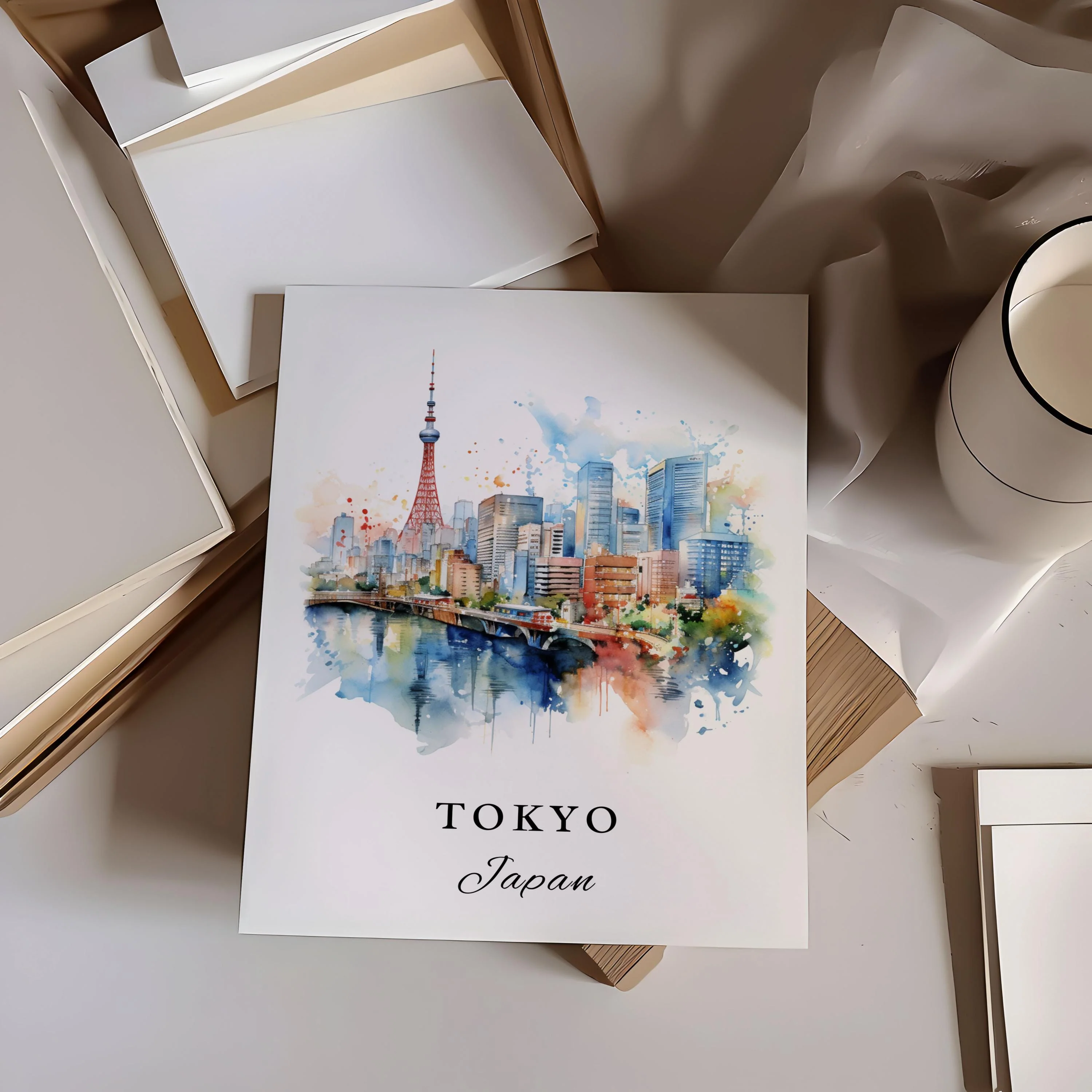 Tokyo, Japan – Watercolor Art Print - Image 2