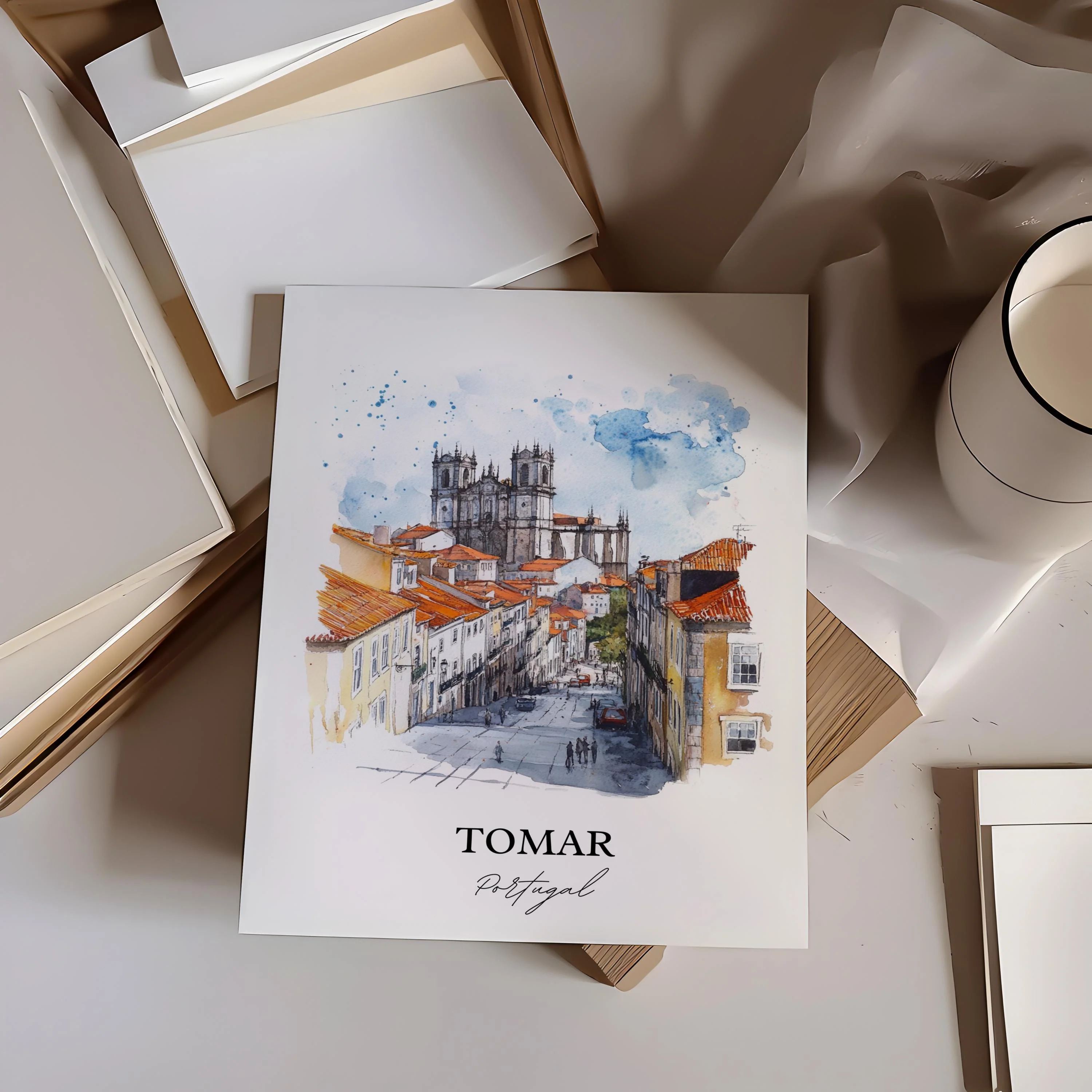 Tomar, Portugal – Watercolor Art Print - Image 3