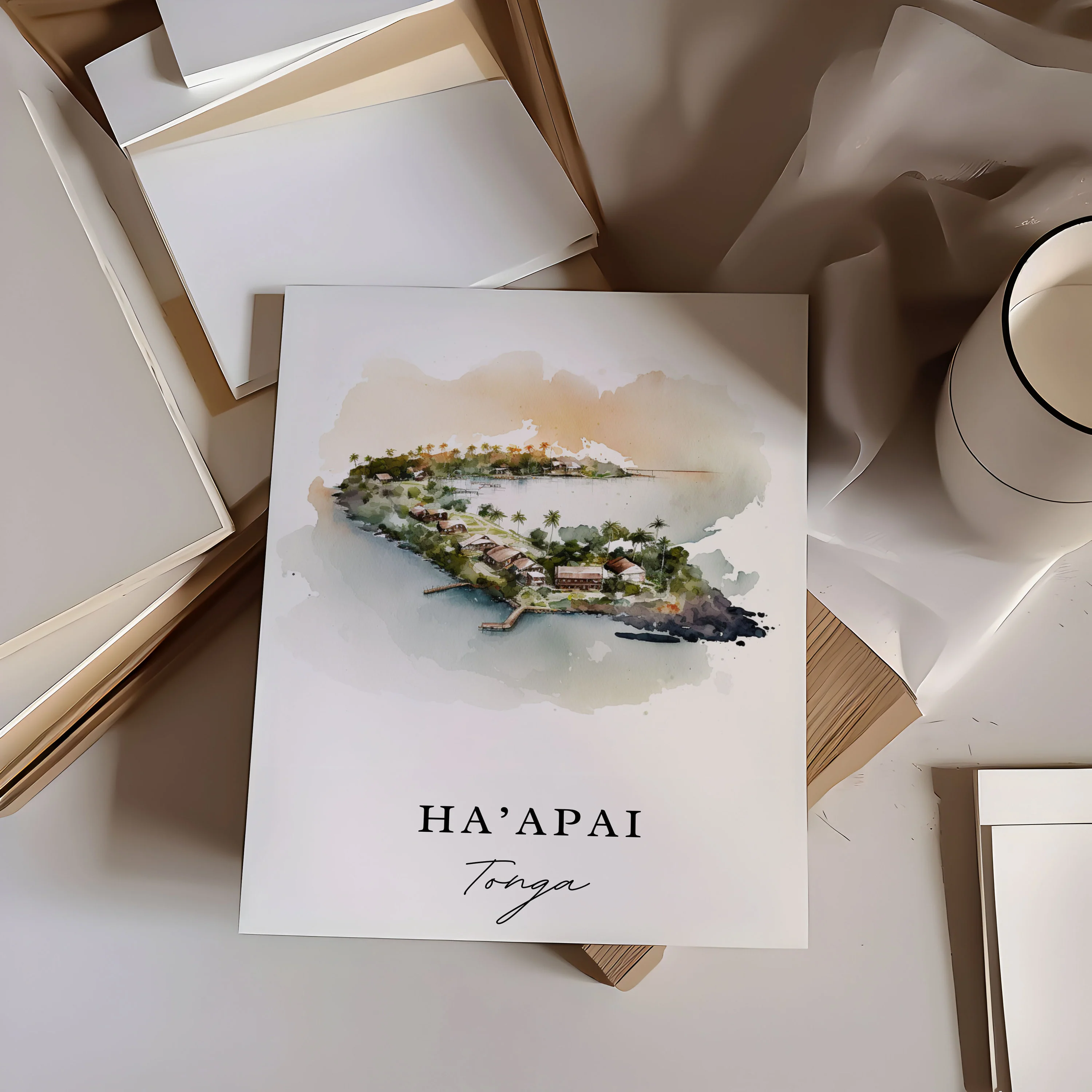 Ha'apai, Tonga – Watercolor Art Print - Image 3