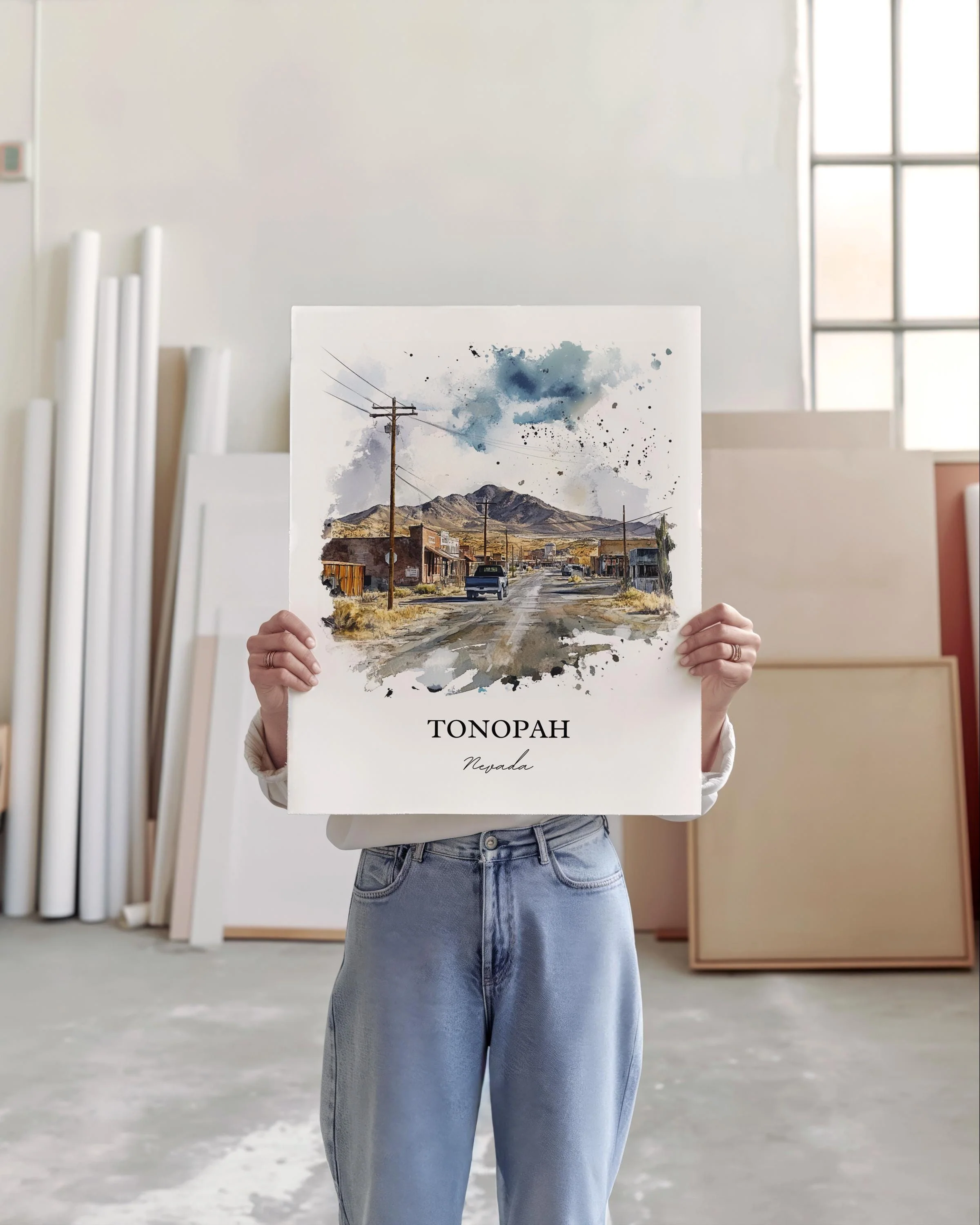 Tonopah, Nevada, USA – Watercolor Art Print - Image 3