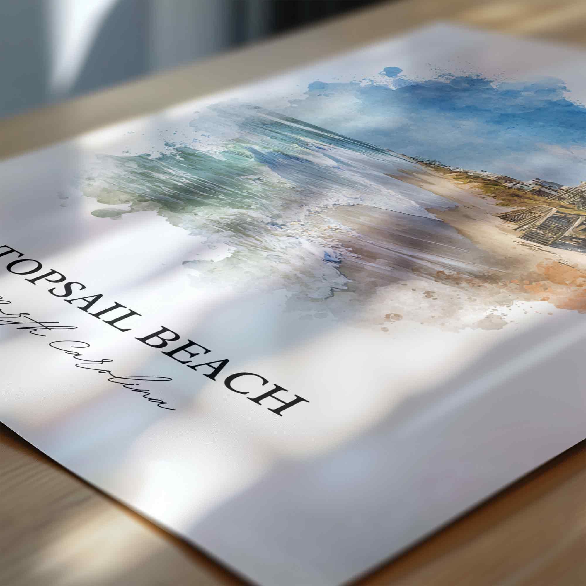 Topsail Beach, NC – Watercolor Art Print - Image 2