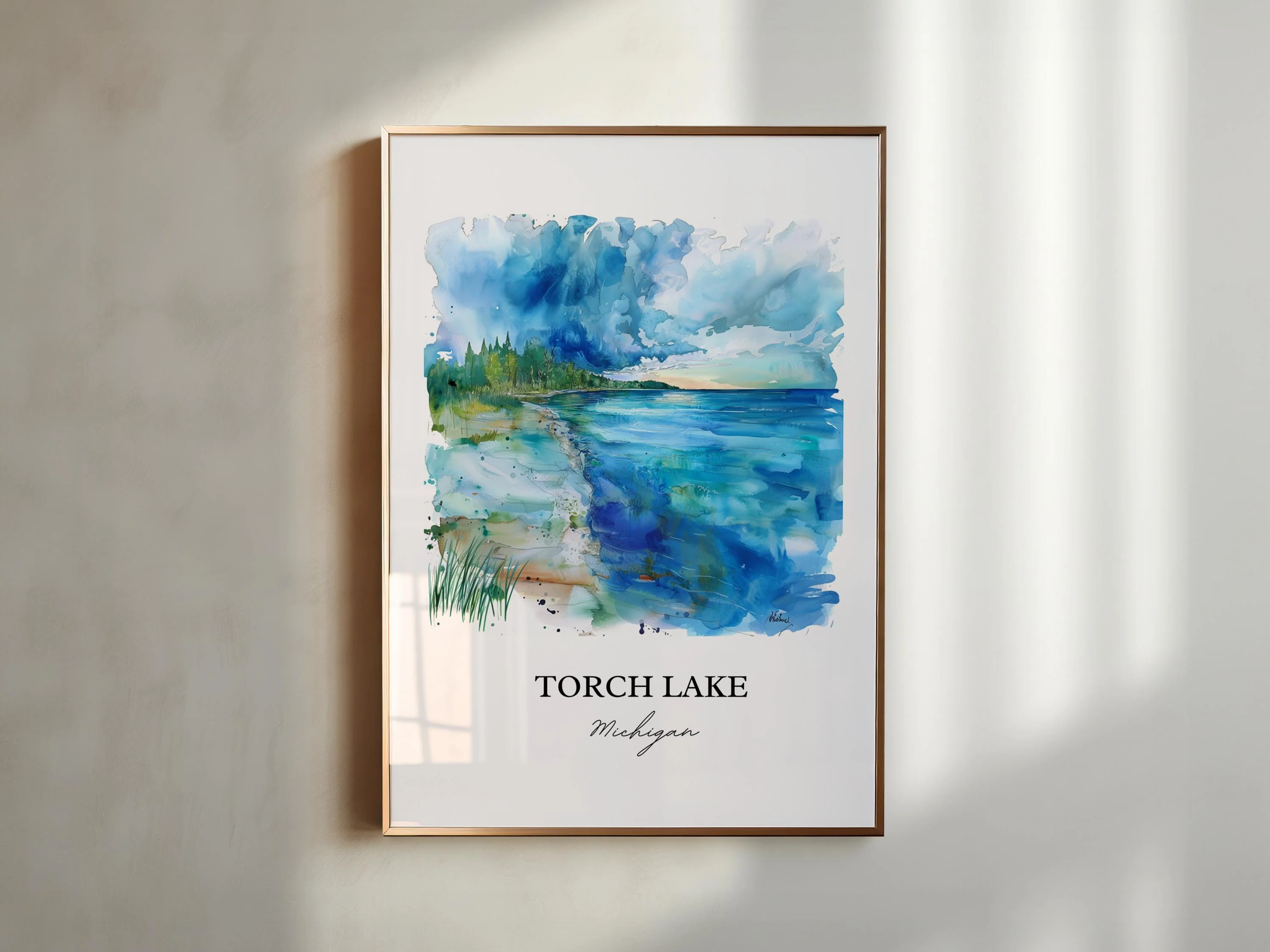 Torch Lake, Michigan, USA – Watercolor Art Print - Image 6