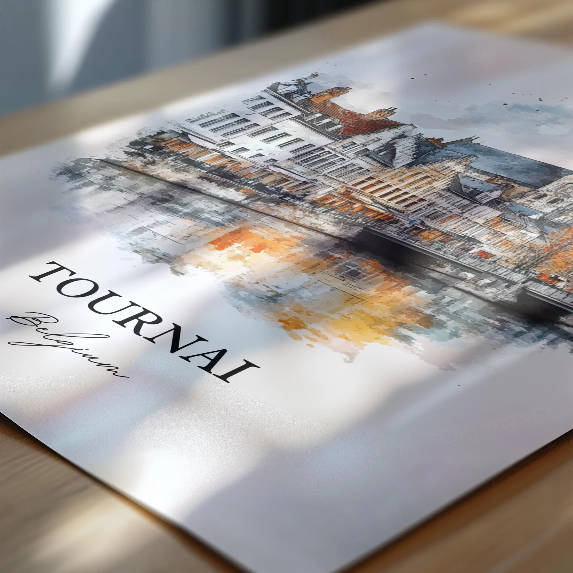 Tournai, Belgium – Watercolor Art Print - Image 3