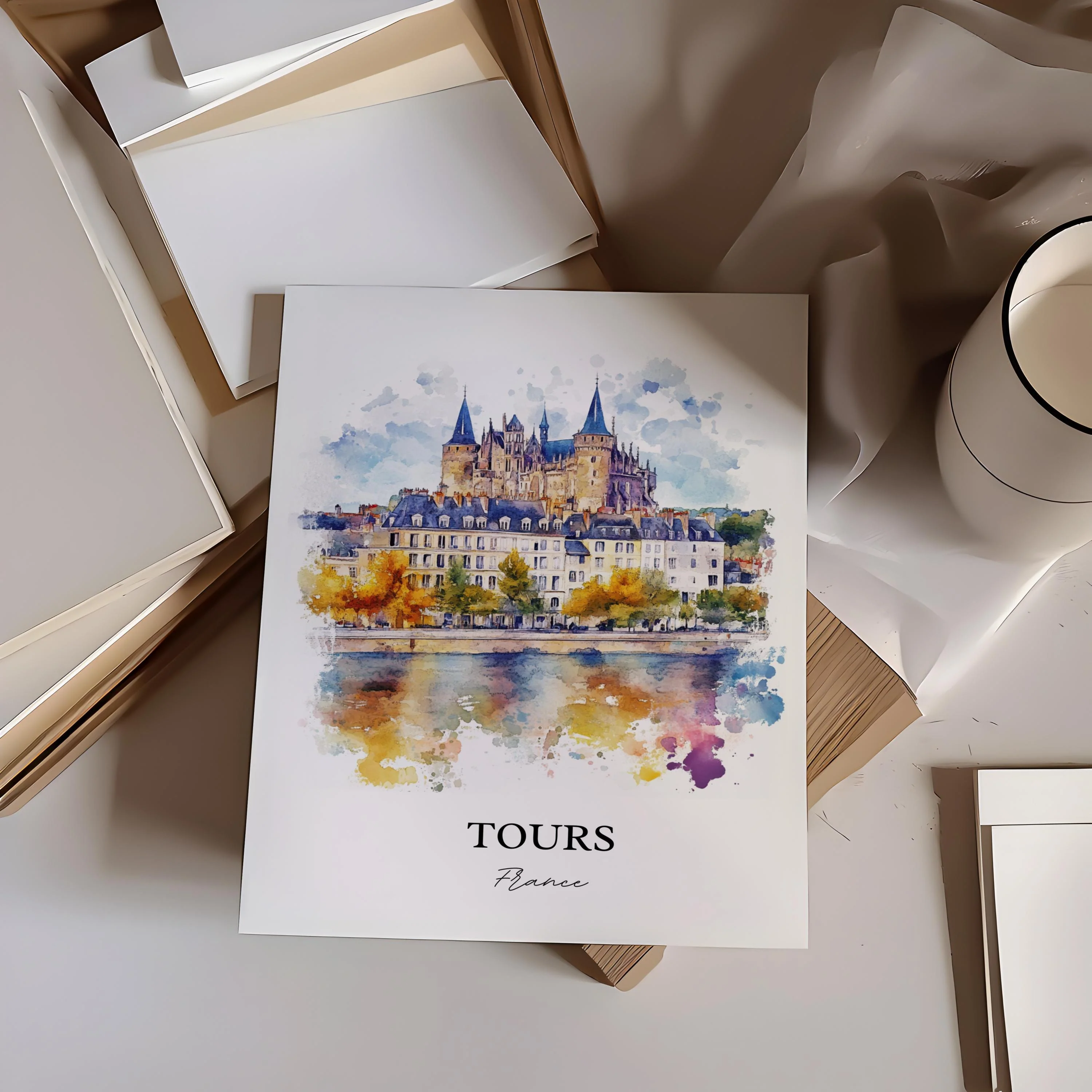 Tours, France – Watercolor Art Print - Image 3