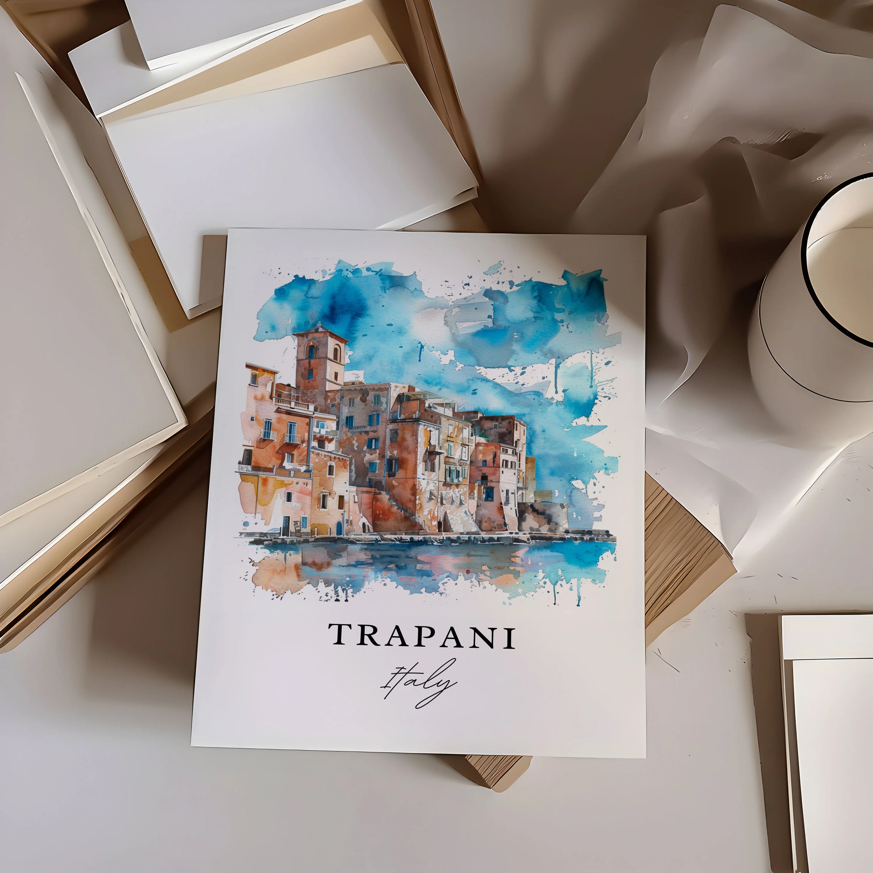 Trapani, Italy – Watercolor Art Print - Image 2