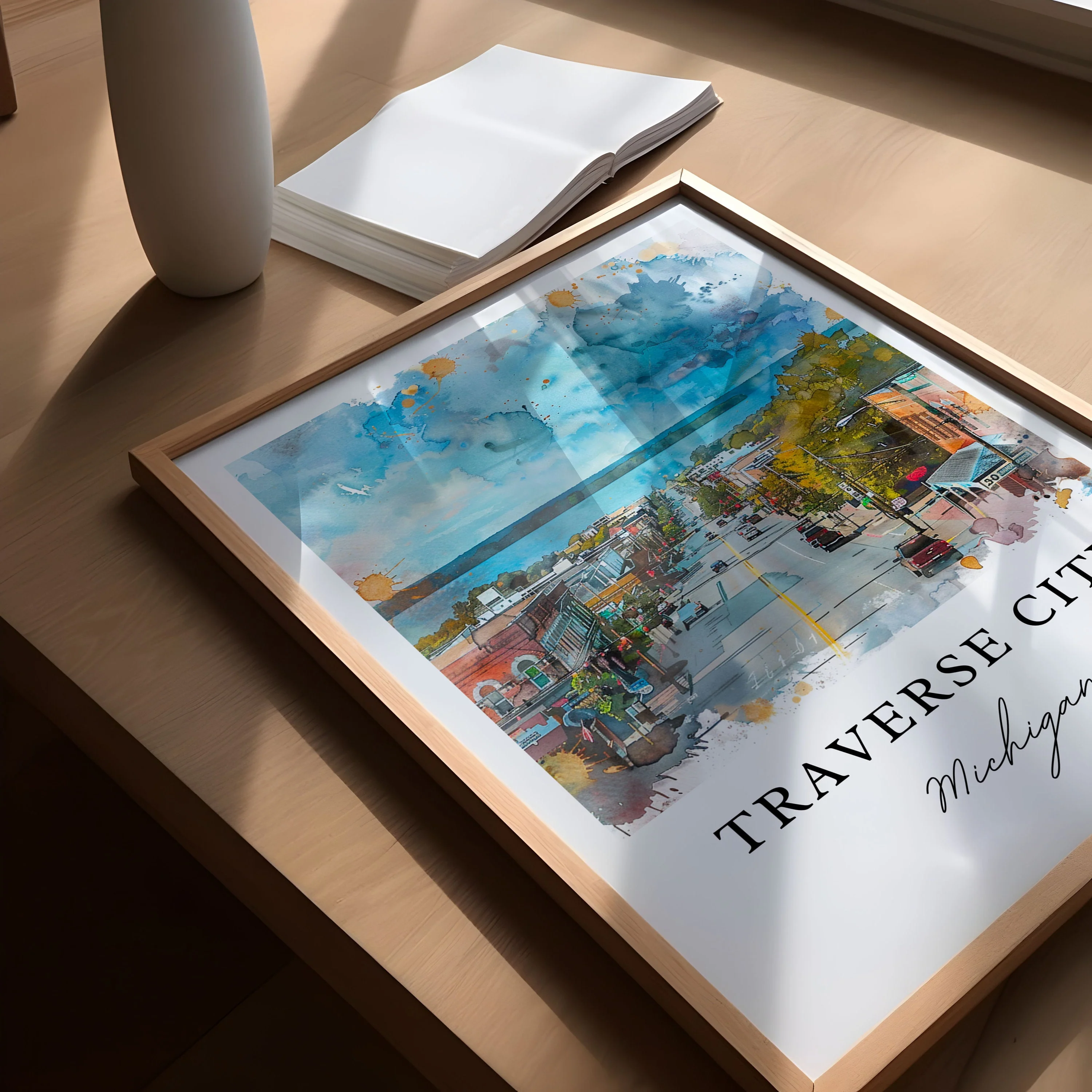 Traverse City, Michigan – Watercolor Art Print - Image 3