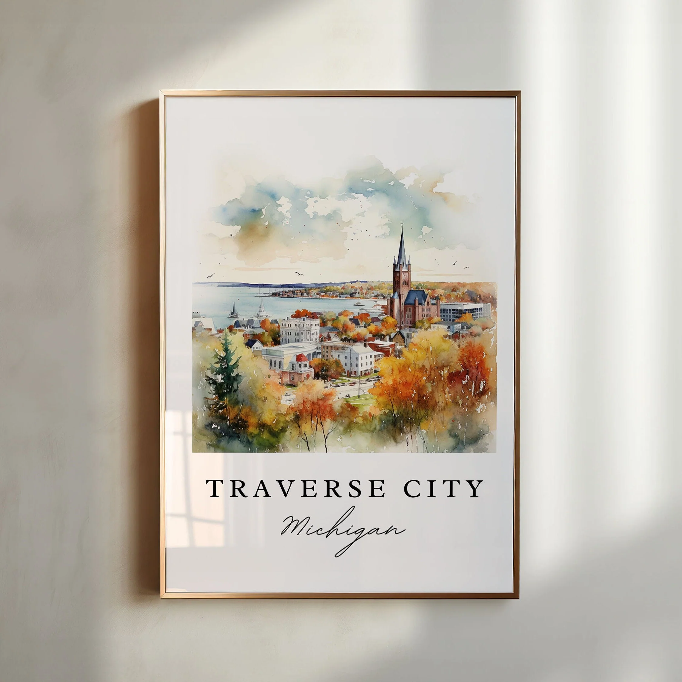 Traverse City, MI – Watercolor Art Print