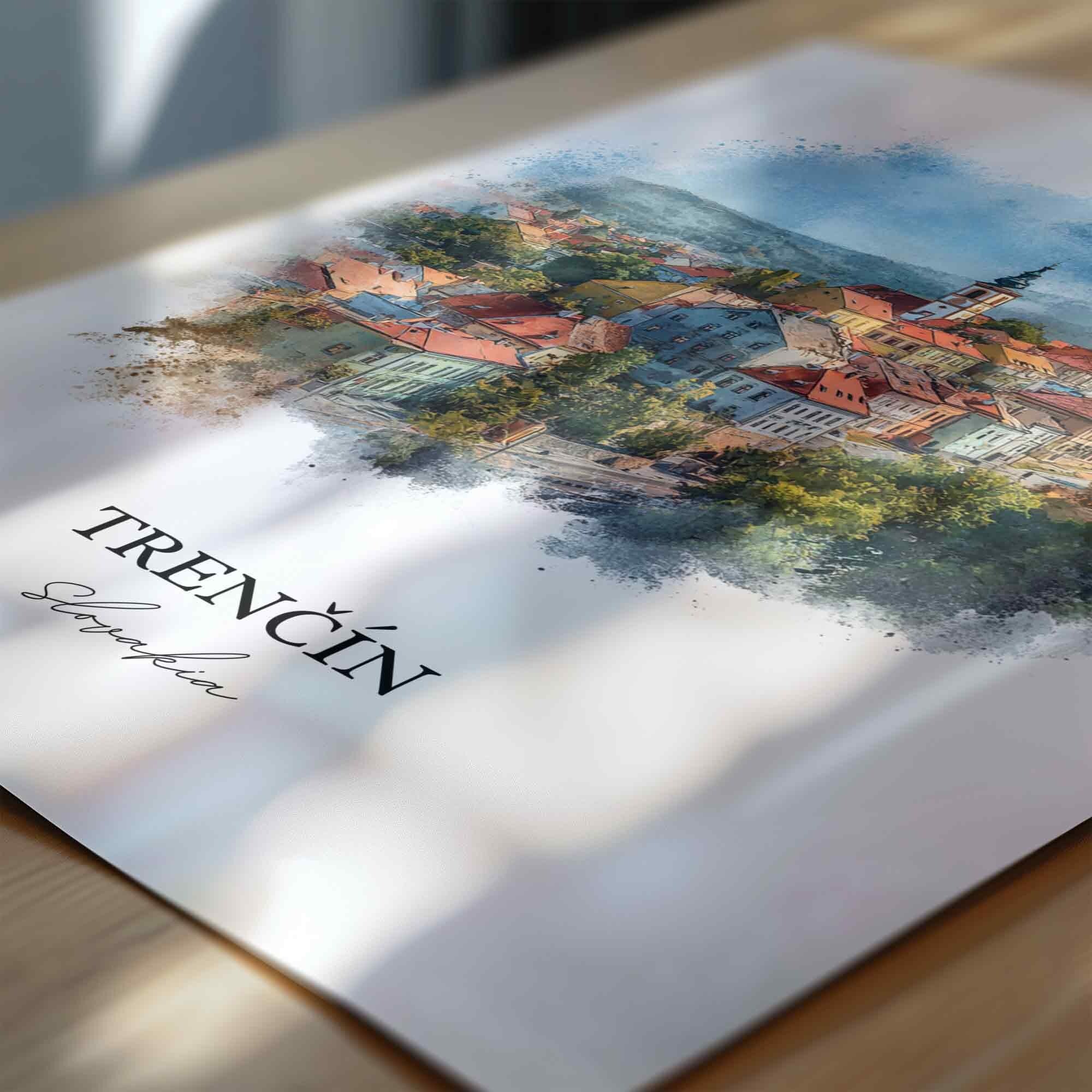 Trencin, Slovakia – Watercolor Art Print - Image 2