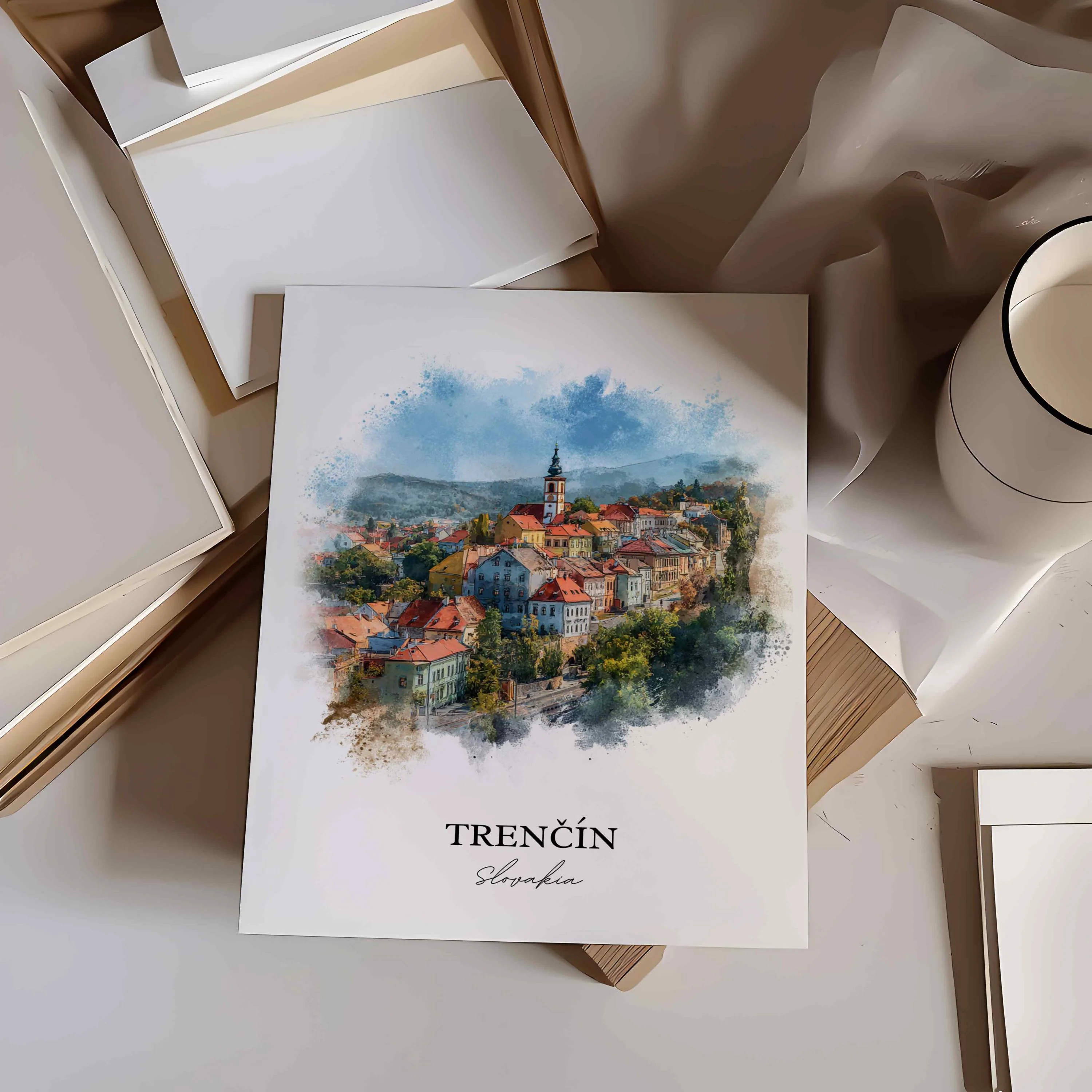 Trencin, Slovakia – Watercolor Art Print - Image 8