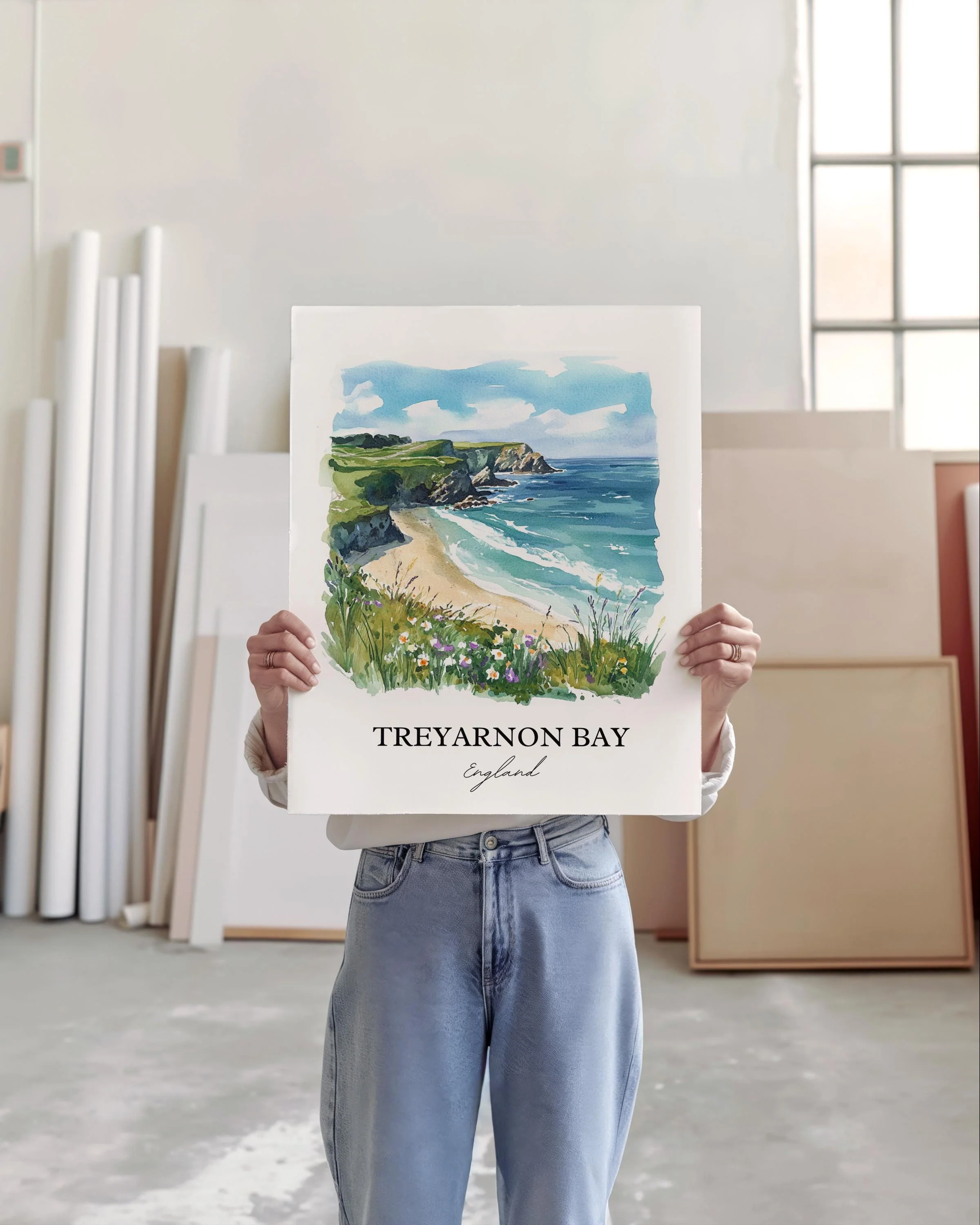 Treyarnon Bay, England – Watercolor Art Print - Image 5