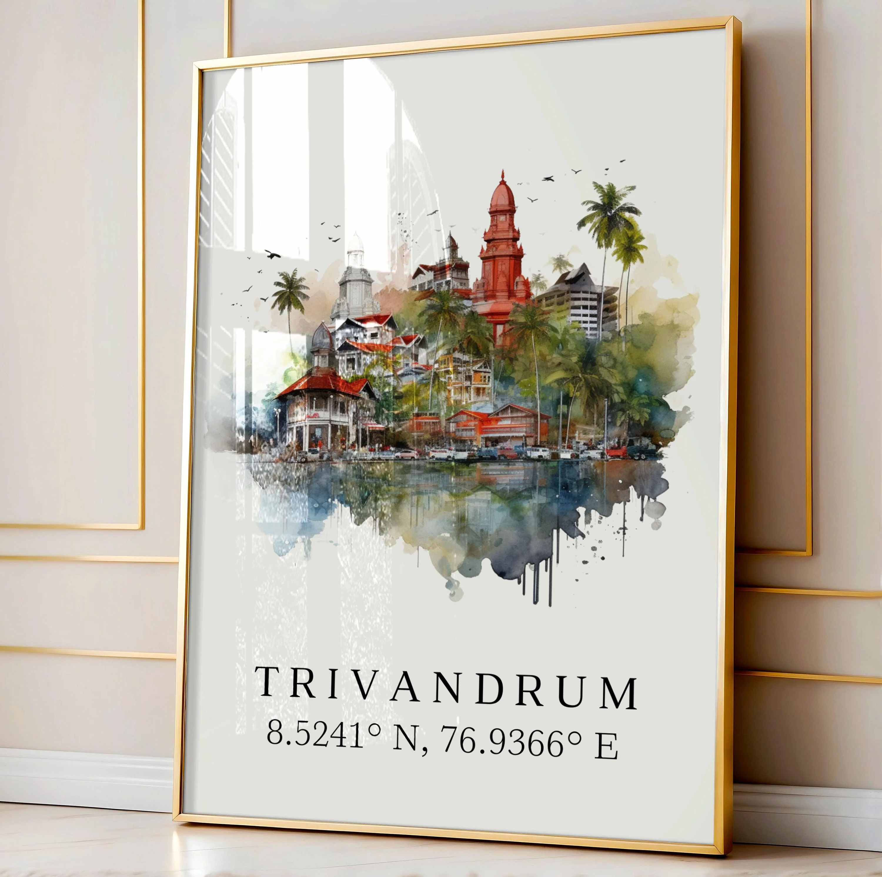 Trivandrum, India – Watercolor Art Print - Image 3