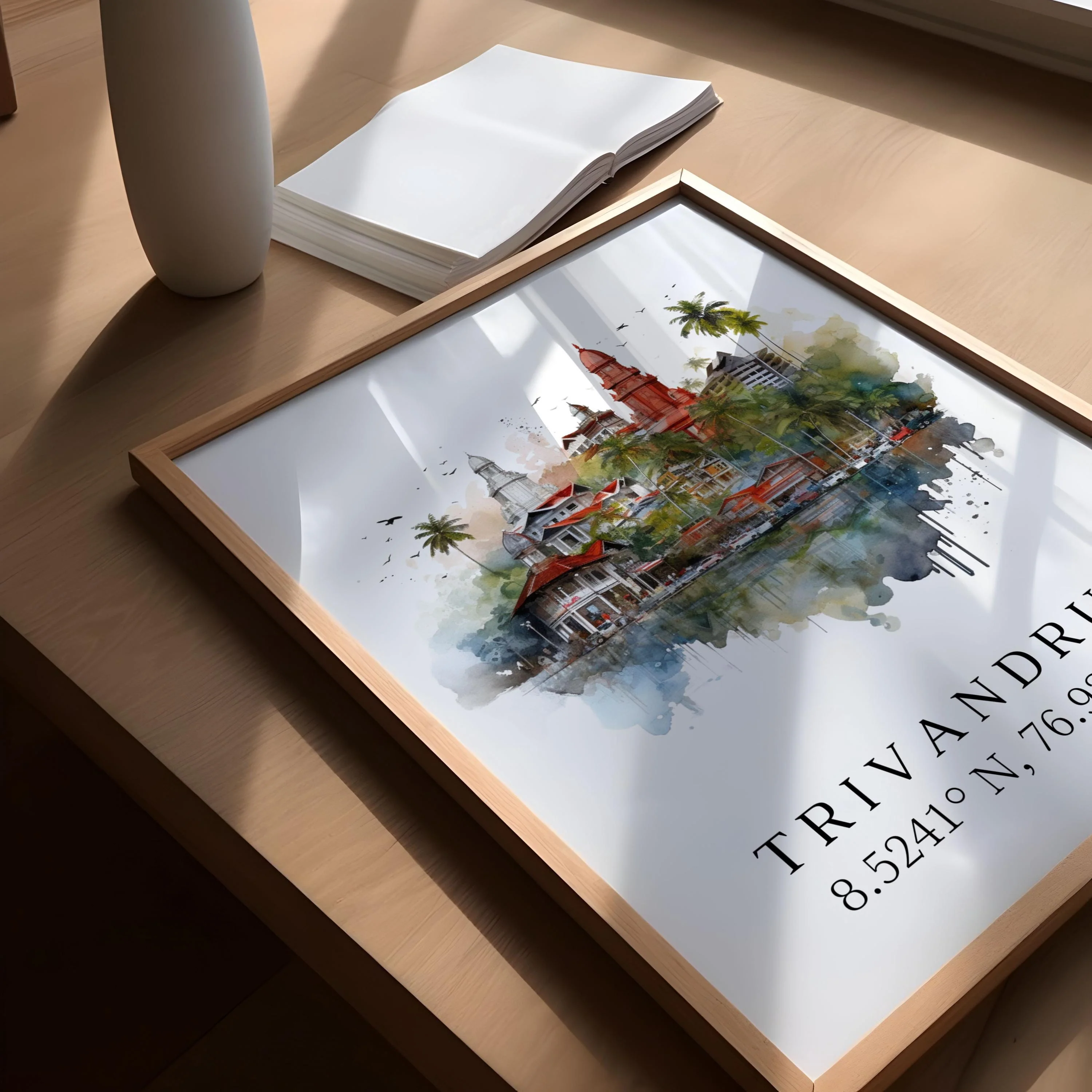 Trivandrum, India – Watercolor Art Print - Image 4